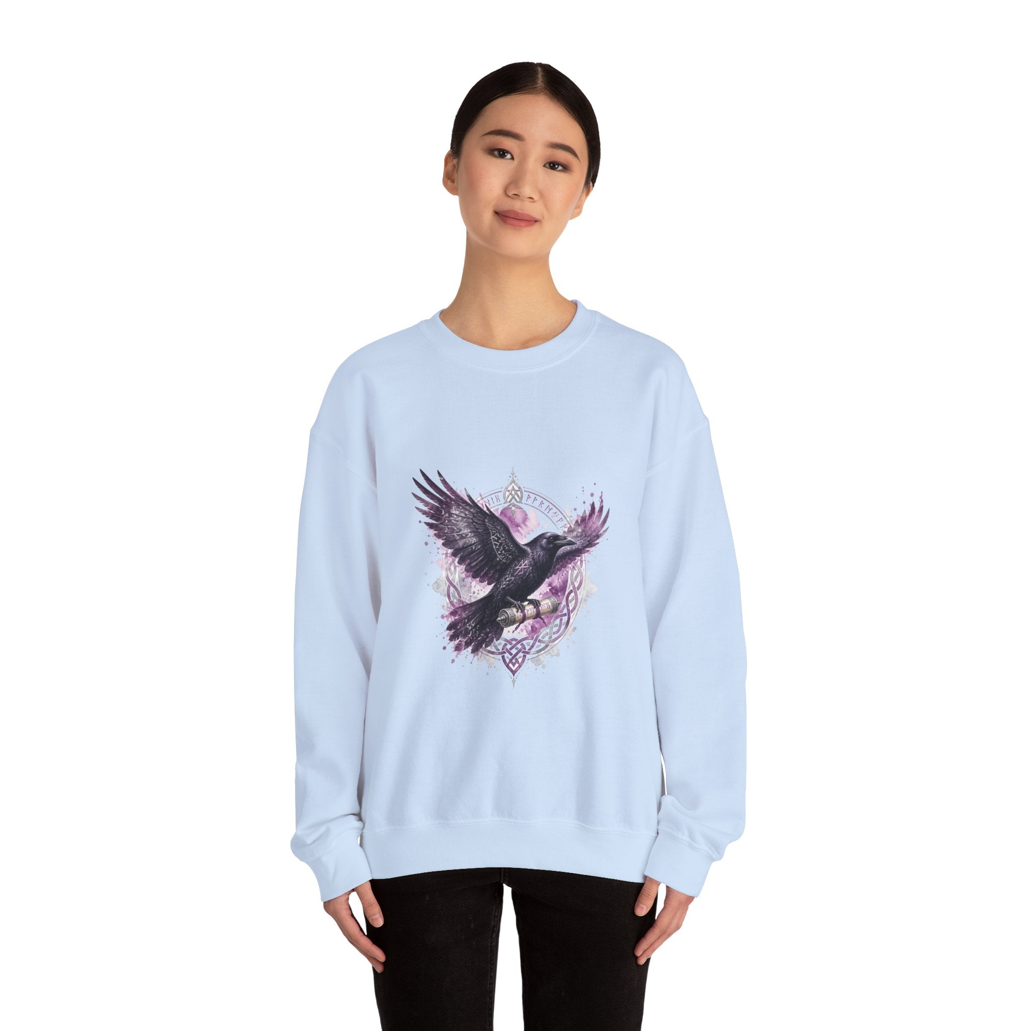 Matching Couple Sweatshirt - Huginn & Muninn Matching Couple Premium Fleece Sweatshirt Watercolor Art His Hers Birthday Gift - Design B
