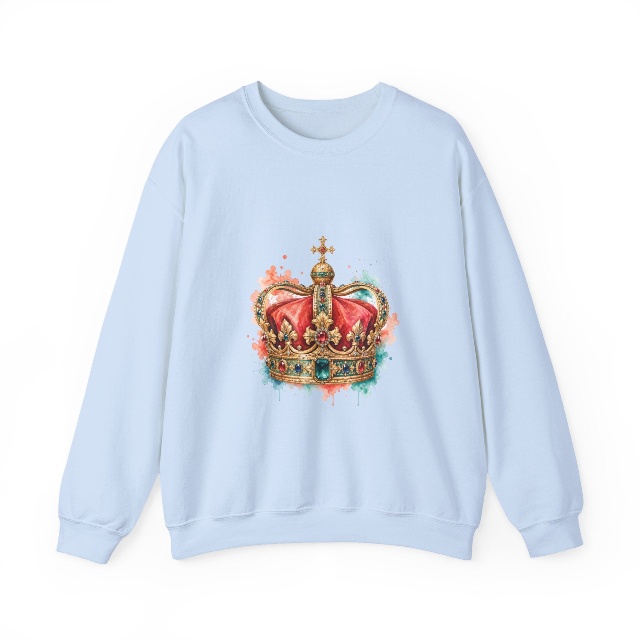 Matching Couple Sweatshirt - Crown & Shield Matching Couple Comfort Colors Crew Watercolor Art His Hers Birthday Gift - Design A