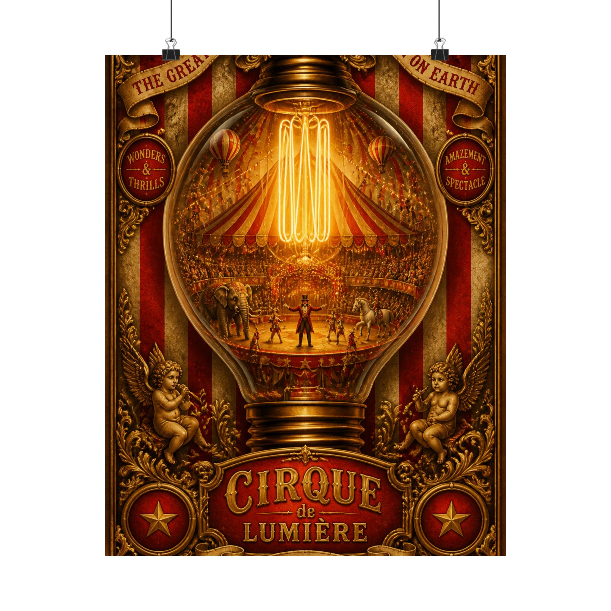 Light Bulb Circus Wall Art Poster 24×36 Baroque Studio Decor Maximalist Print