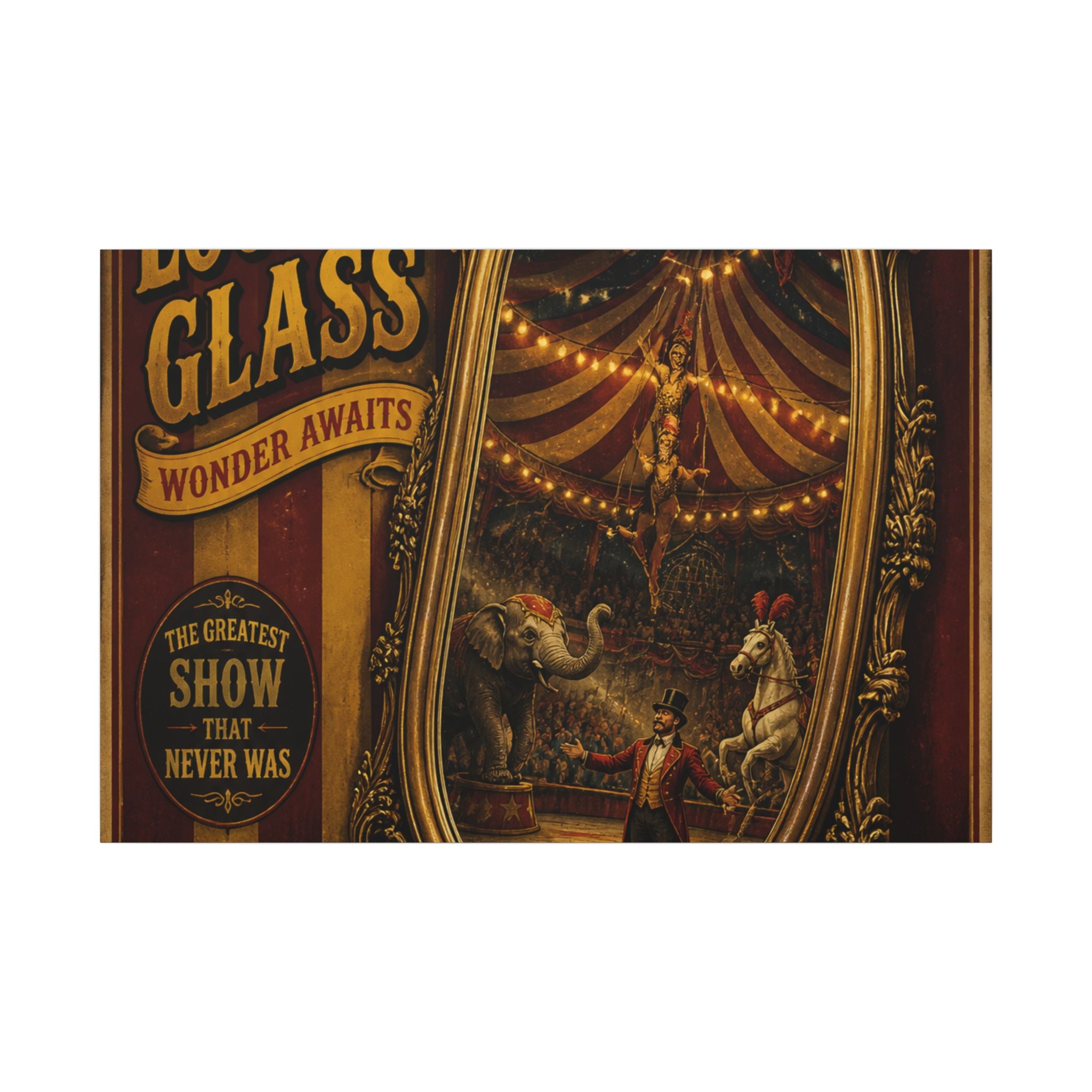 Vintage Mirror Circus Wall Art Canvas 16×20 Vintage Circus Kitchen Decor Maximalist Print