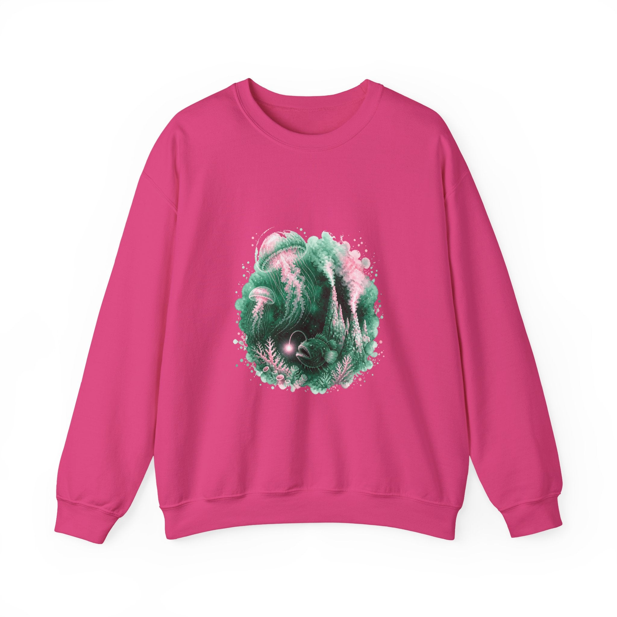 Matching Couple Sweatshirt - Coral Reef & Deep Sea Matching Couple Crewneck Sweatshirt Watercolor Art His Hers Engagement Gift - Design B