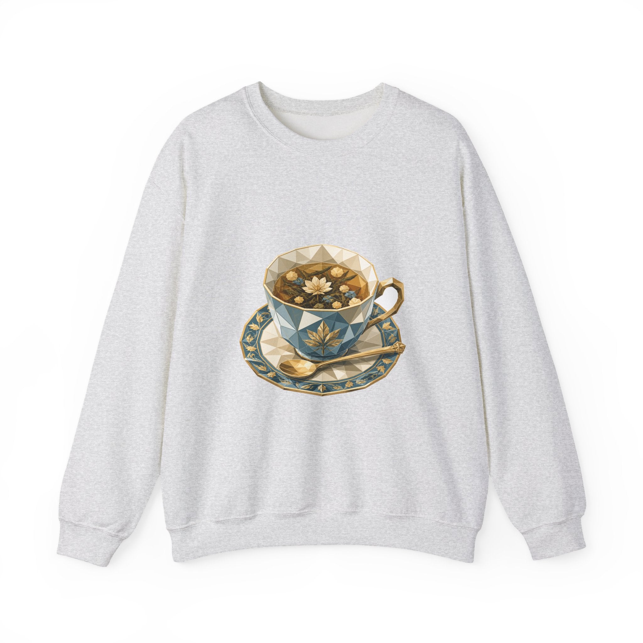 Matching Couple Sweatshirt - Coffee & Tea Matching Couple Premium Fleece Sweatshirt Geometric Art His Hers Love Gift - Design B