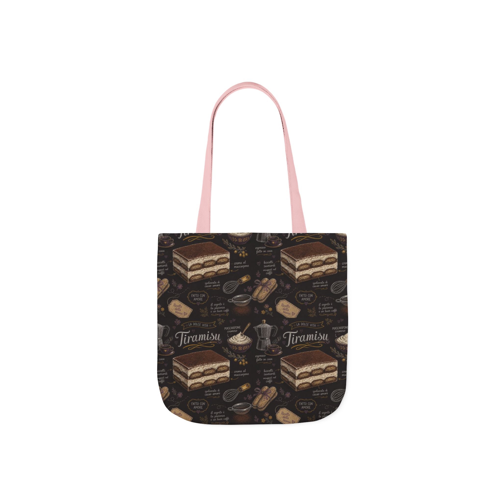 Tiramisu Layers Canvas Tote Bag Mediterranean Kitchen Chalk Art Design Italian Cottagecore Gift