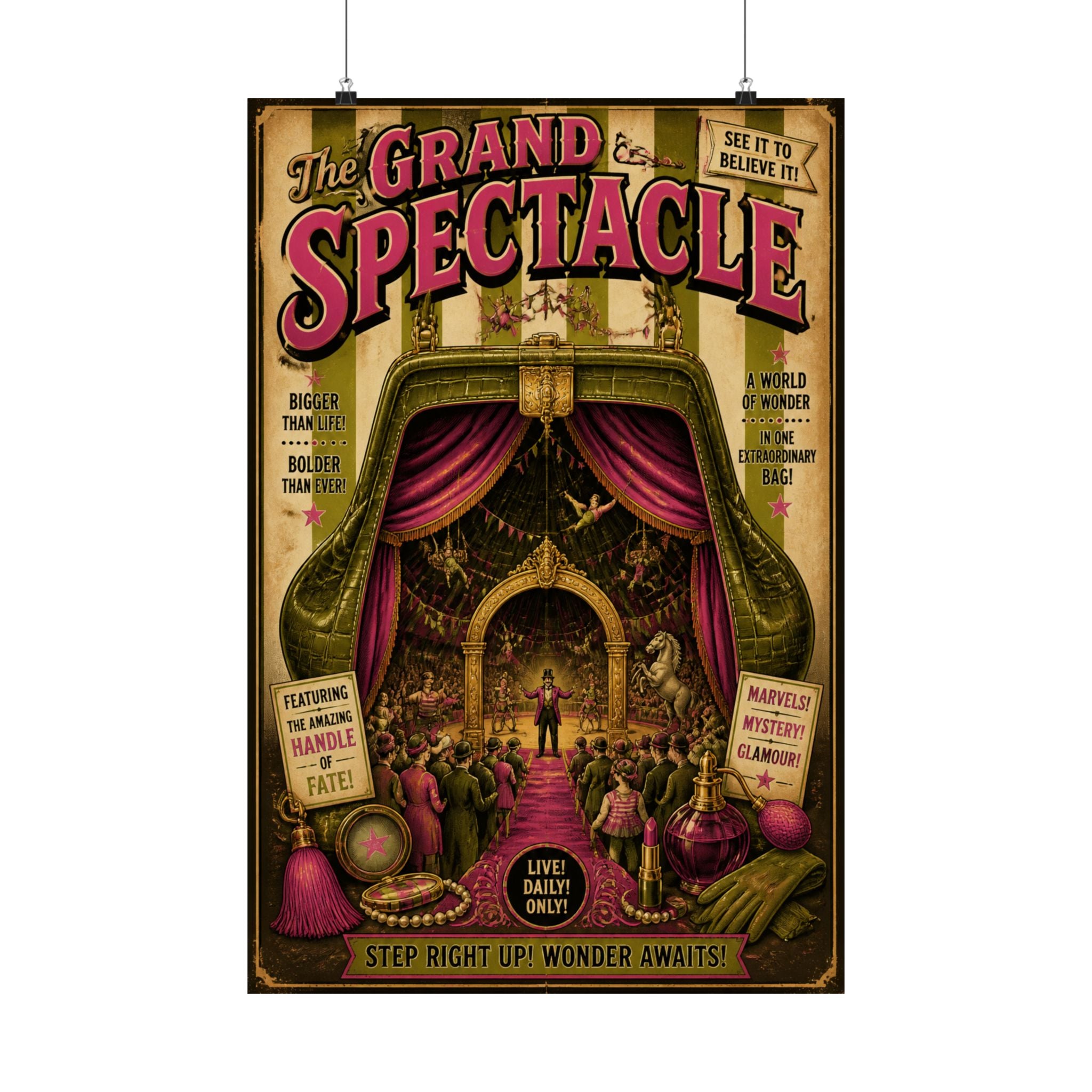 Handbag Big Top Wall Art Poster 18×24 Vintage Circus Kitchen Decor Maximalist Print