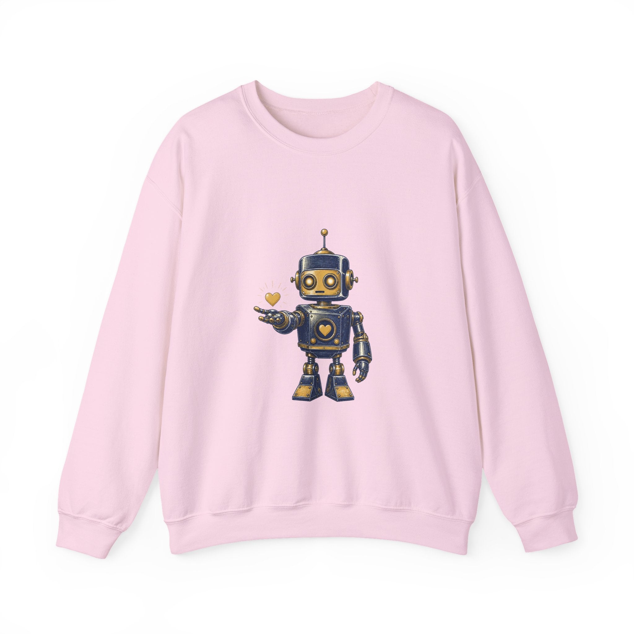 Matching Couple Sweatshirt - Robot & Heart Matching Couple Comfort Colors Crew Hand-Drawn Art His Hers Anniversary Gift - Design A