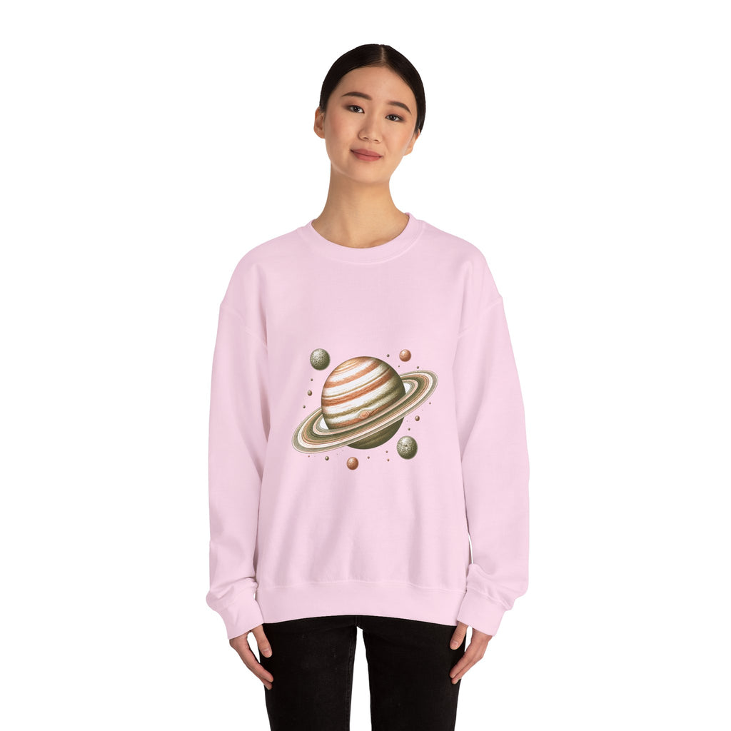 Matching Couple Sweatshirt - Saturn & Jupiter Matching Couple Comfort Colors Crew Hand-Drawn Art His Hers Anniversary Gift - Design A