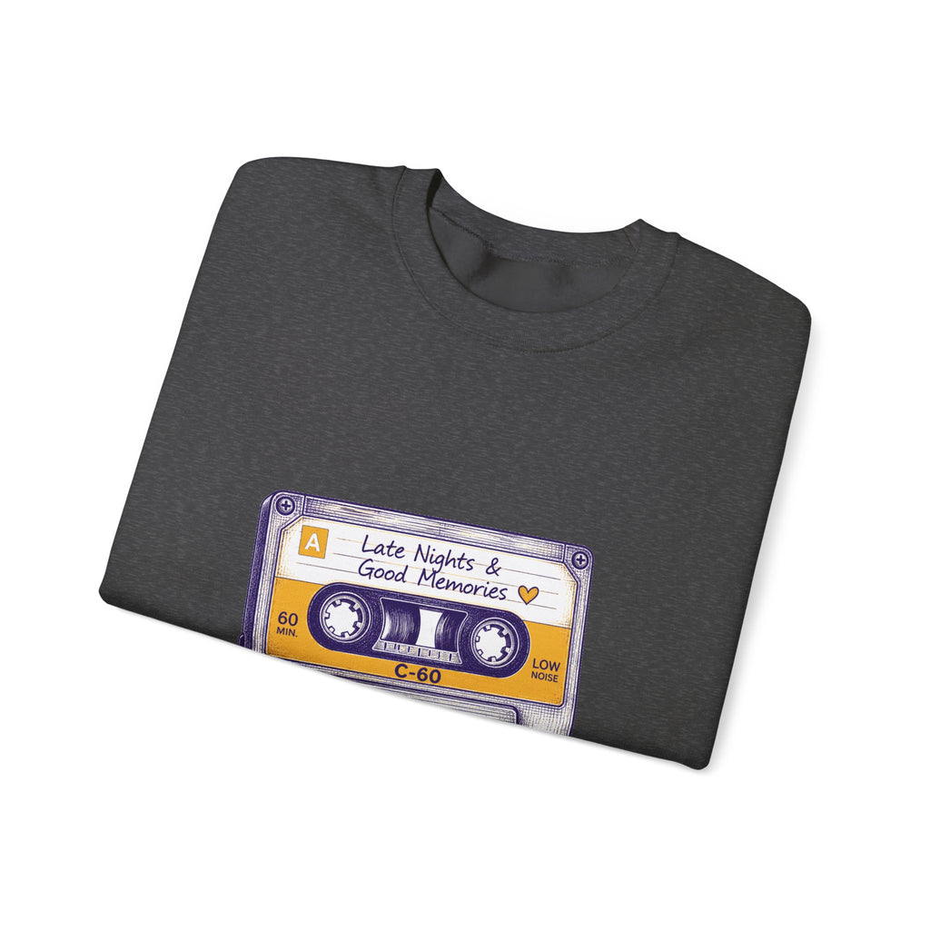 Matching Couple Sweatshirt - Vinyl & Cassette Matching Couple Premium Fleece Sweatshirt Hand-Drawn Art His Hers Anniversary Gift - Design B