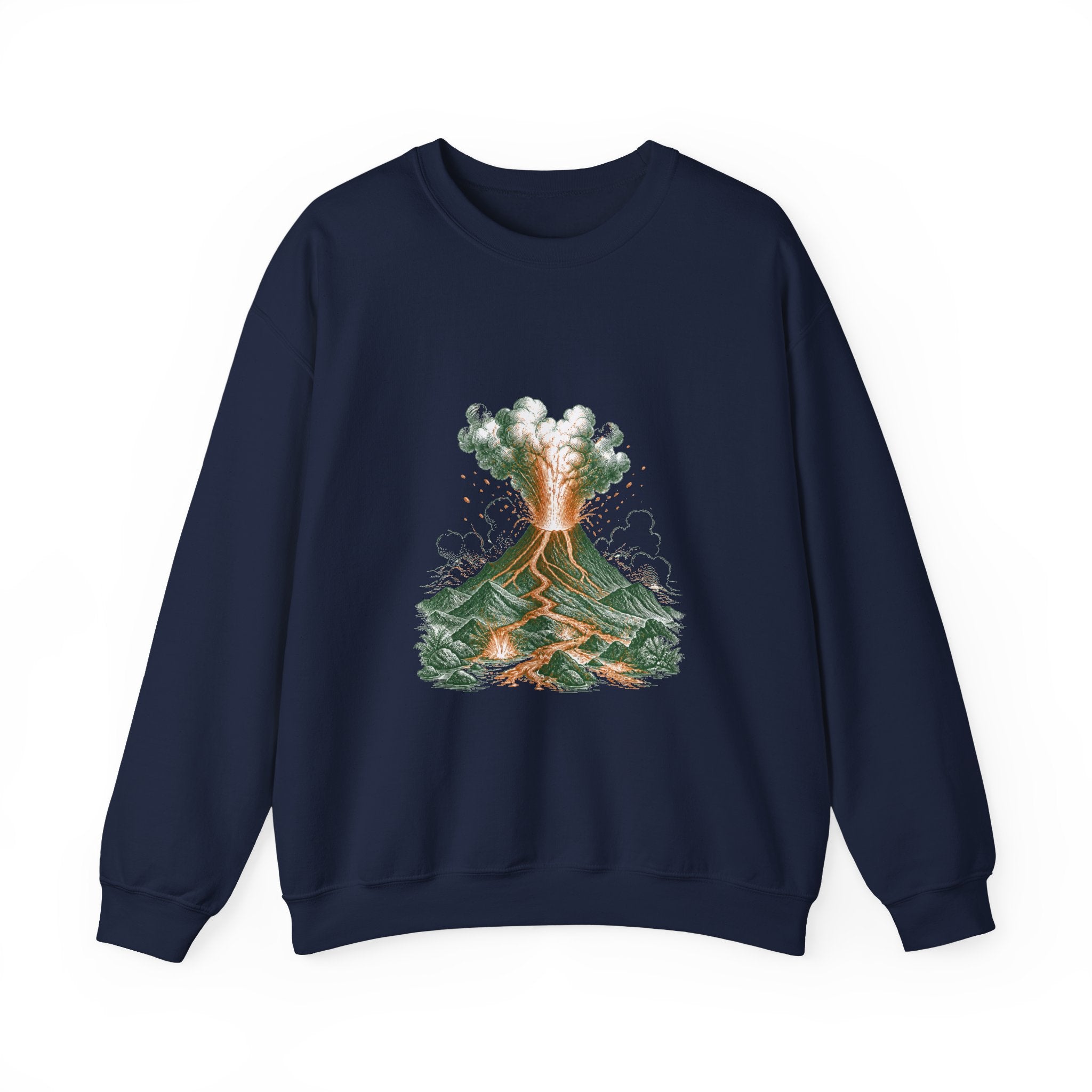 Matching Couple Sweatshirt - Volcano & Glacier Matching Couple Crewneck Sweatshirt Vintage Art His Hers Wedding Gift - Design A