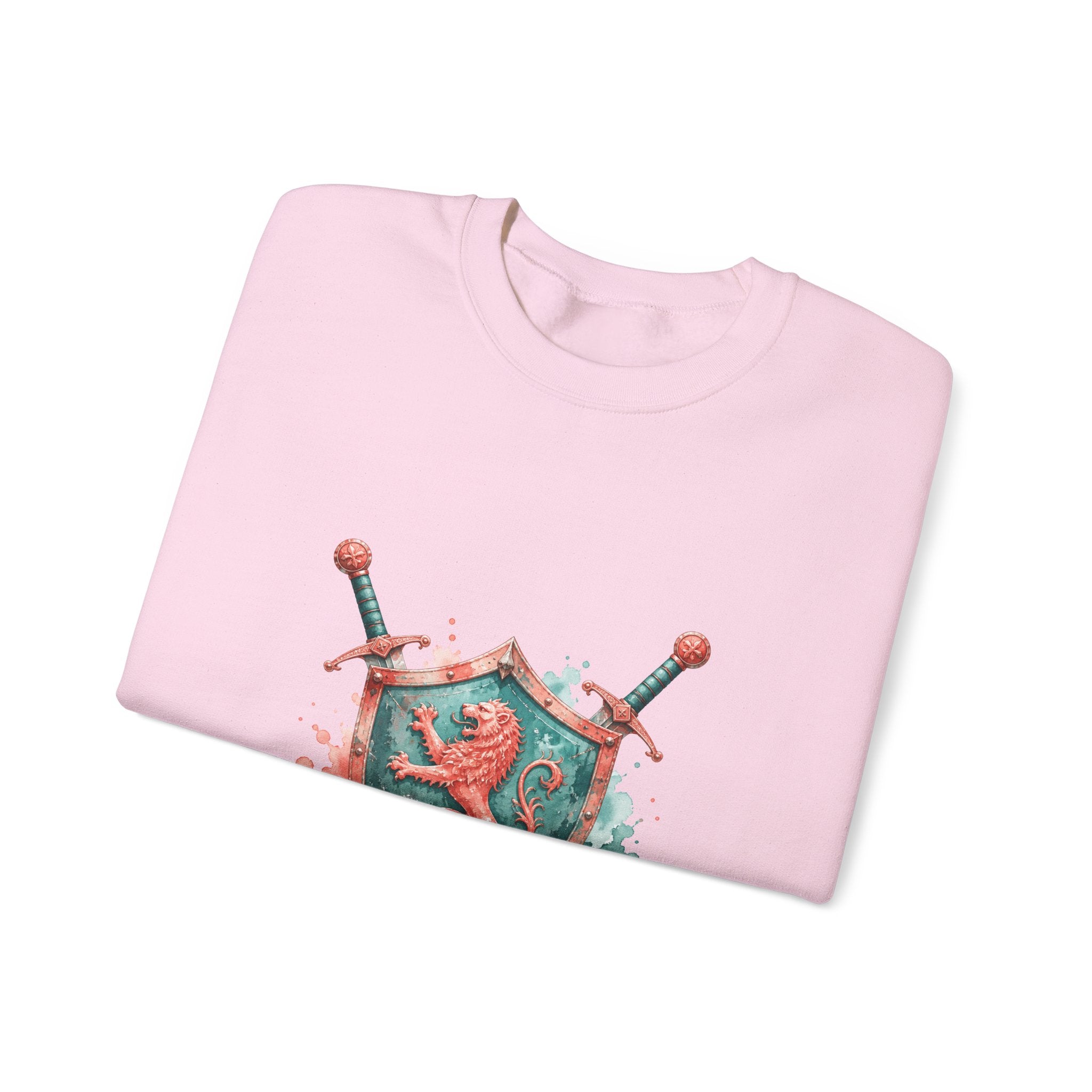 Matching Couple Sweatshirt - Crown & Shield Matching Couple Comfort Colors Crew Watercolor Art His Hers Birthday Gift - Design B