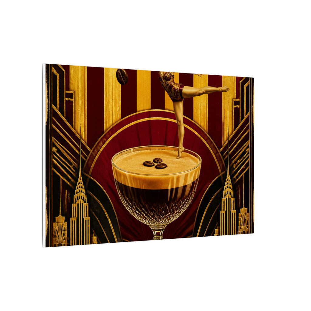 Espresso Martini Acrobat Wall Art Canvas 16×20 Art Deco Entryway Decor Maximalist Print