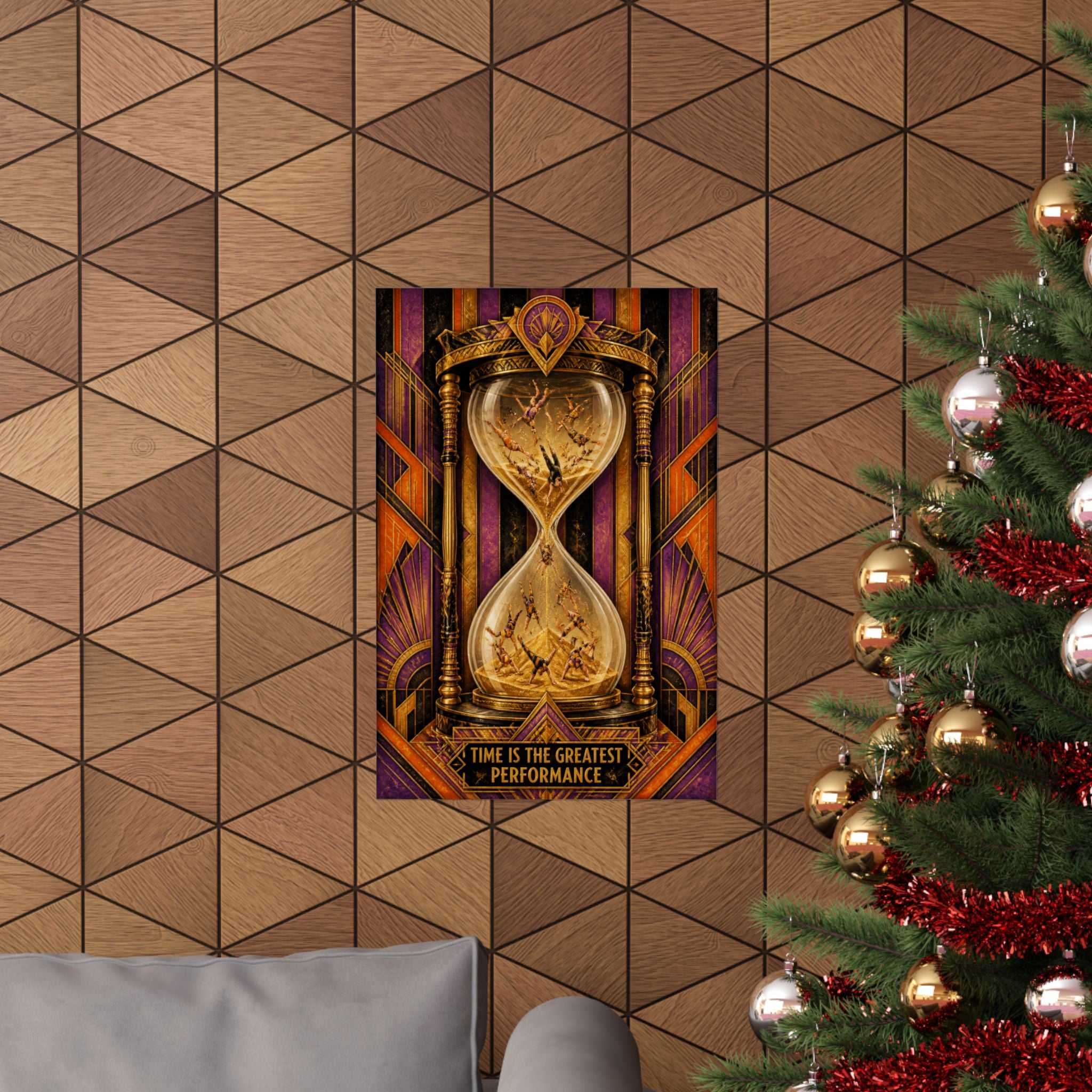 Hourglass Acrobats Wall Art Poster 18×24 Art Deco Entryway Decor Maximalist Print
