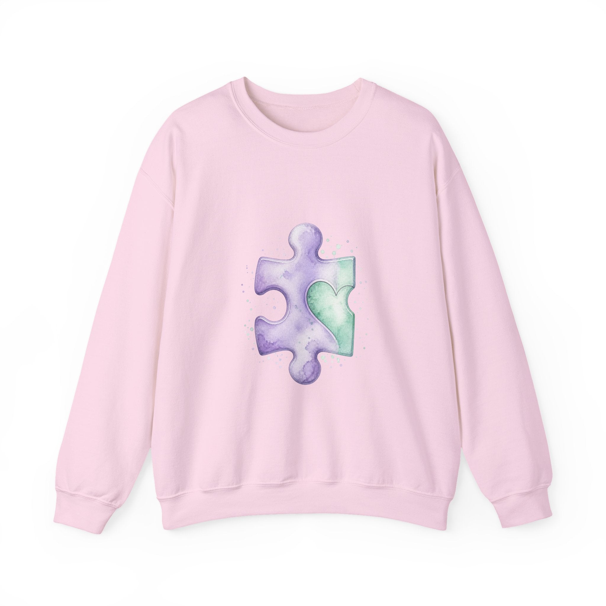 Matching Couple Sweatshirt - Puzzle Pieces Matching Couple Comfort Colors Crew Watercolor Art His Hers Birthday Gift - Design A