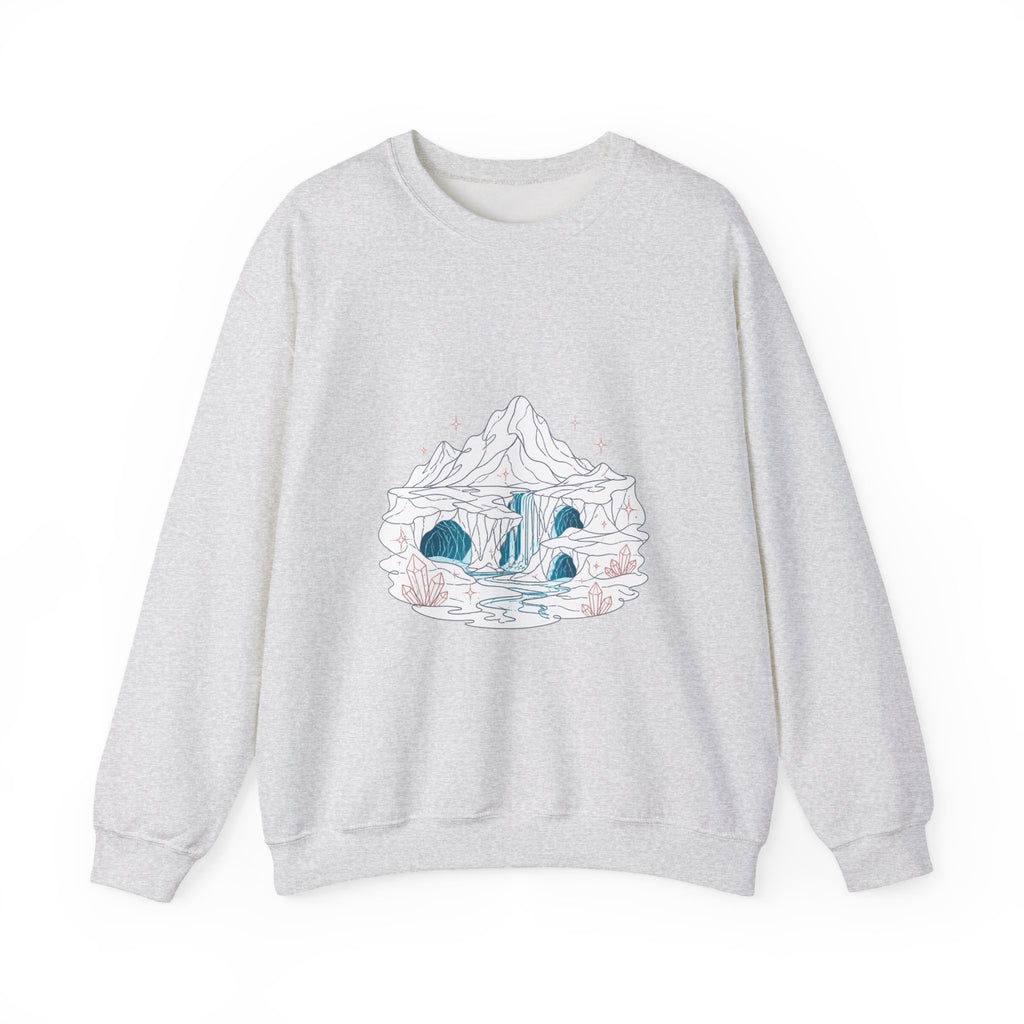 Matching Couple Sweatshirt - Volcano & Glacier Matching Couple Premium Fleece Sweatshirt Minimalist Art His Hers Christmas Gift - Design B