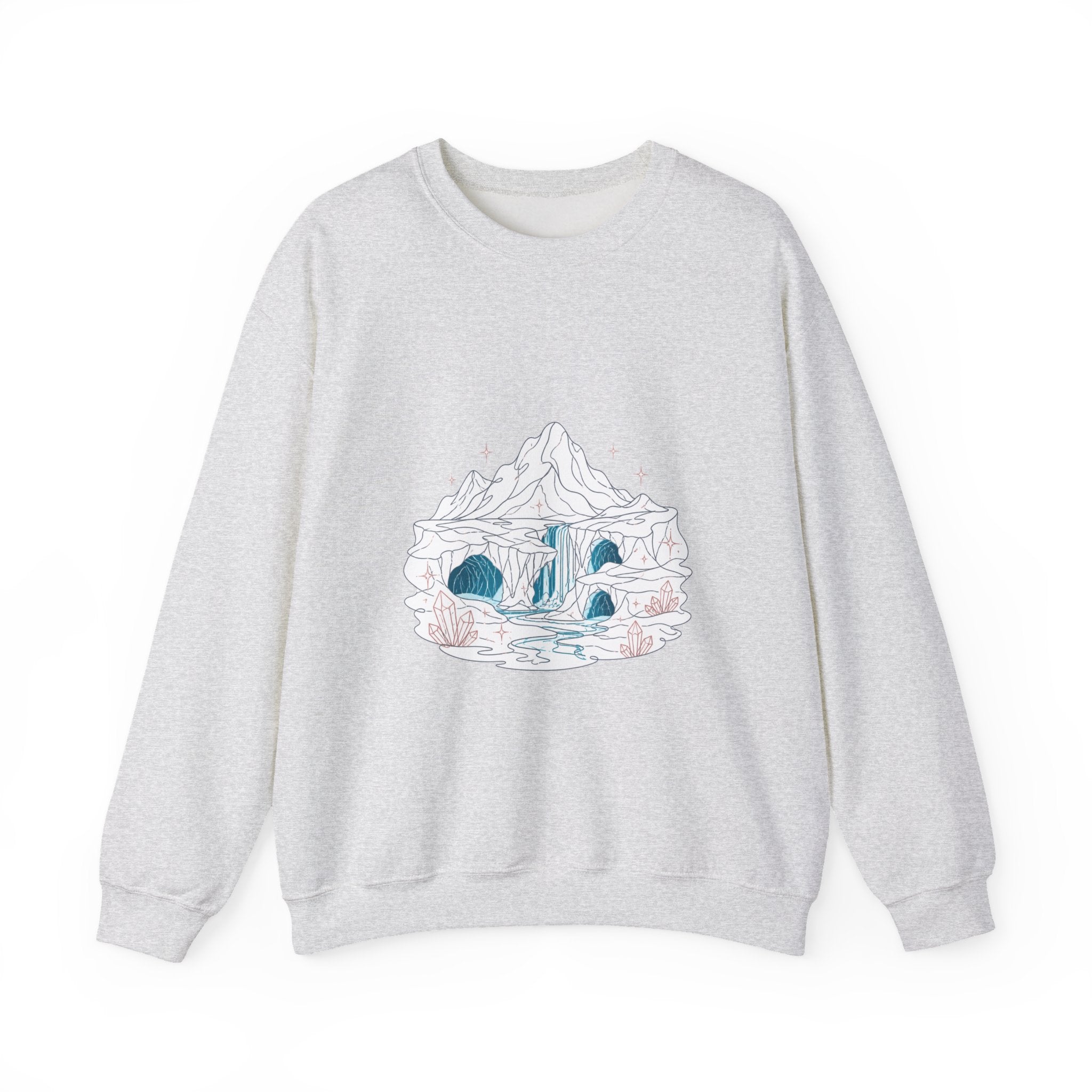 Matching Couple Sweatshirt - Volcano & Glacier Matching Couple Premium Fleece Sweatshirt Minimalist Art His Hers Christmas Gift - Design B