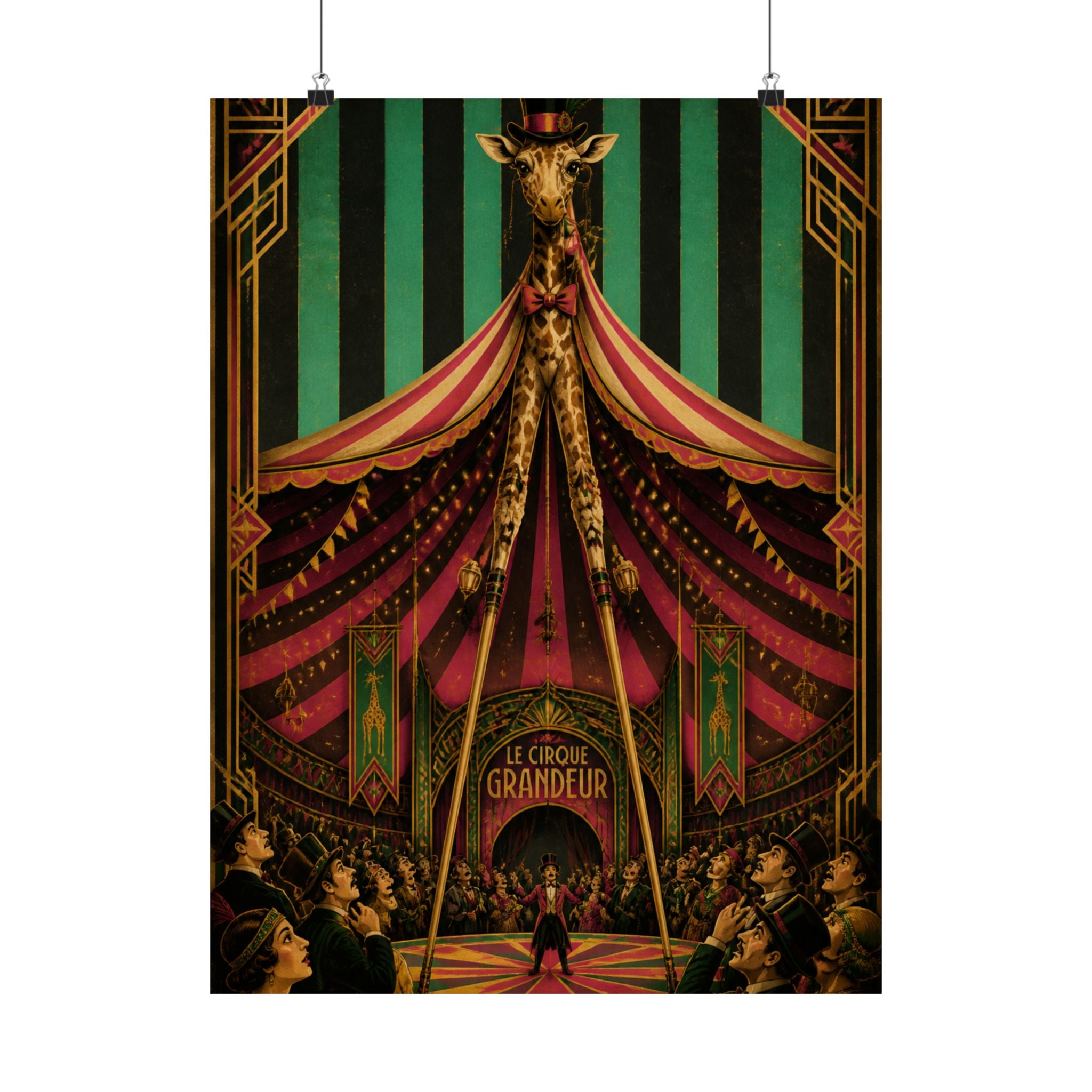 Giraffe on Stilts Wall Art Poster 18×24 Art Deco Entryway Decor Maximalist Print