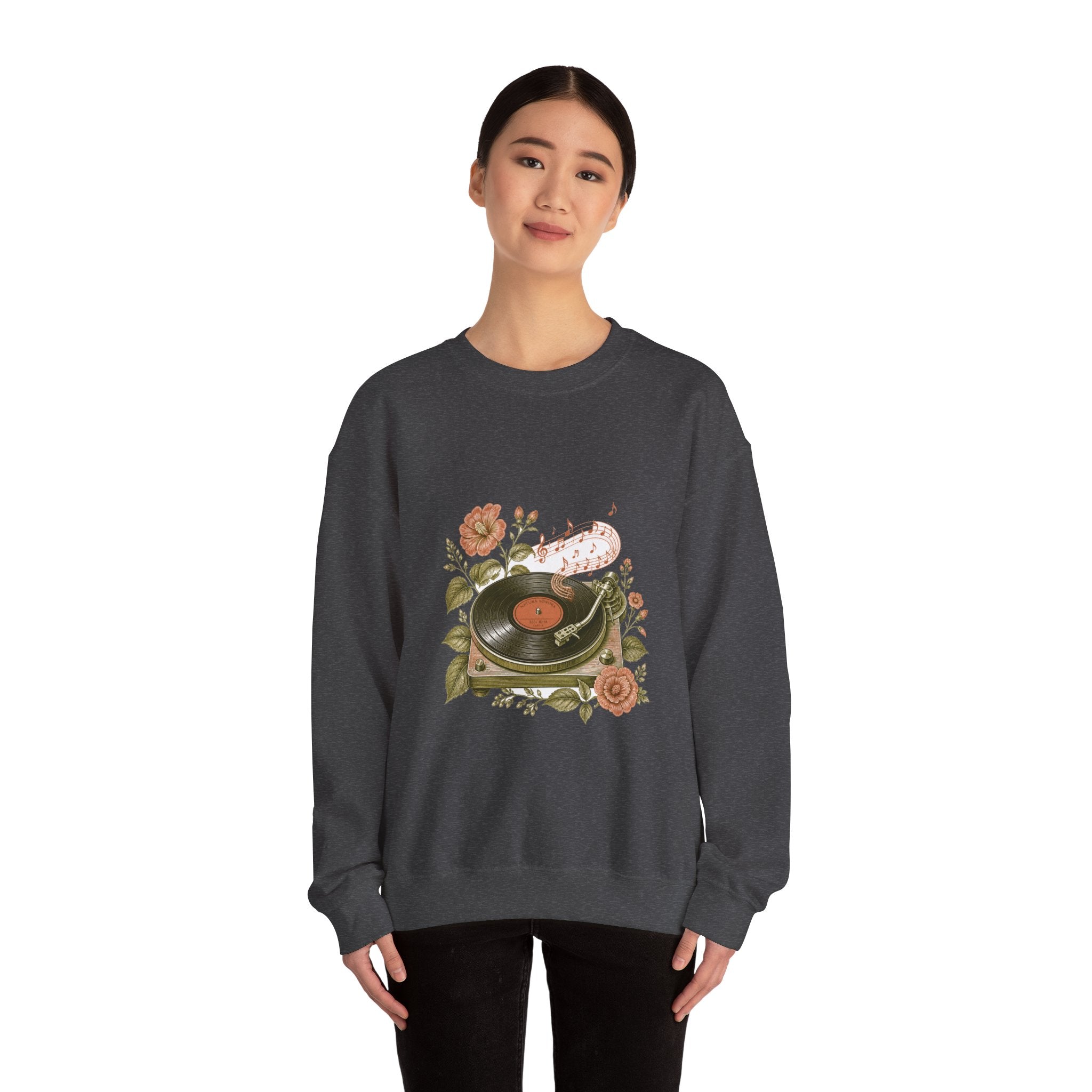 Matching Couple Sweatshirt - Vinyl & Cassette Matching Couple Premium Fleece Sweatshirt Vintage Art His Hers Honeymoon Gift - Design A