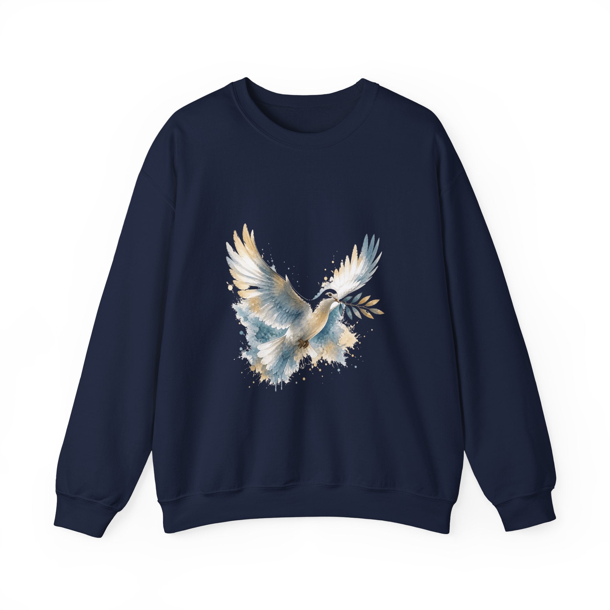 Matching Couple Sweatshirt - Wolf & Dove Matching Couple Premium Fleece Sweatshirt Watercolor Art His Hers Birthday Gift - Design B