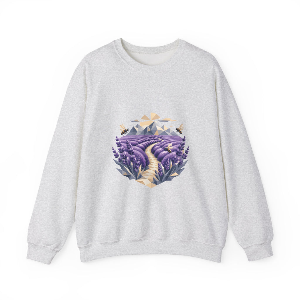 Matching Couple Sweatshirt - Lavender Fields & Canyon Matching Couple Crewneck Sweatshirt Geometric Art His Hers Couple Gift - Design A