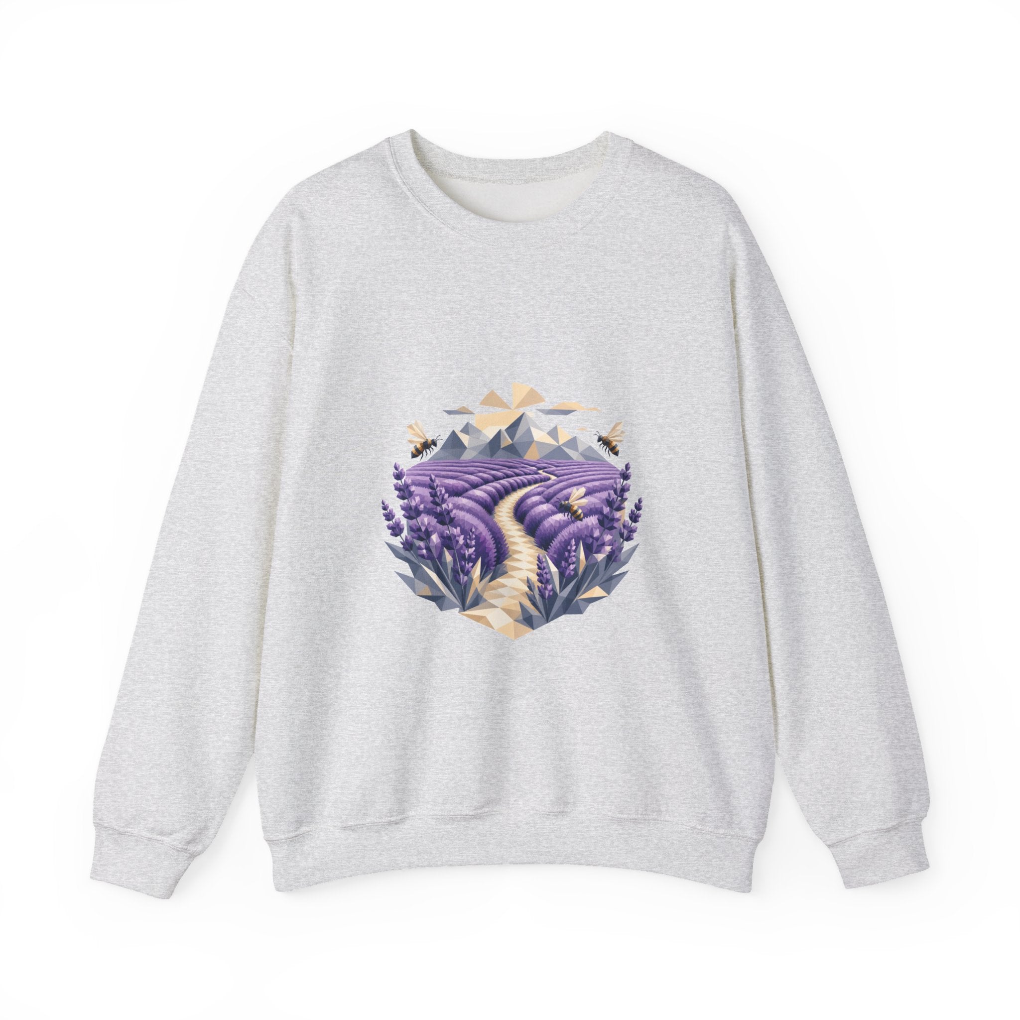 Matching Couple Sweatshirt - Lavender Fields & Canyon Matching Couple Crewneck Sweatshirt Geometric Art His Hers Couple Gift - Design A