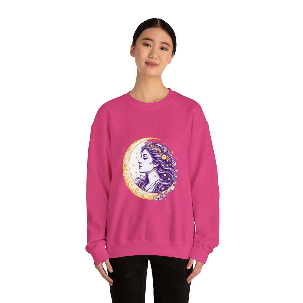 Matching Couple Sweatshirt - Helios & Selene Matching Couple Crewneck Sweatshirt Hand-Drawn Art His Hers Best Friend Gift - Design B