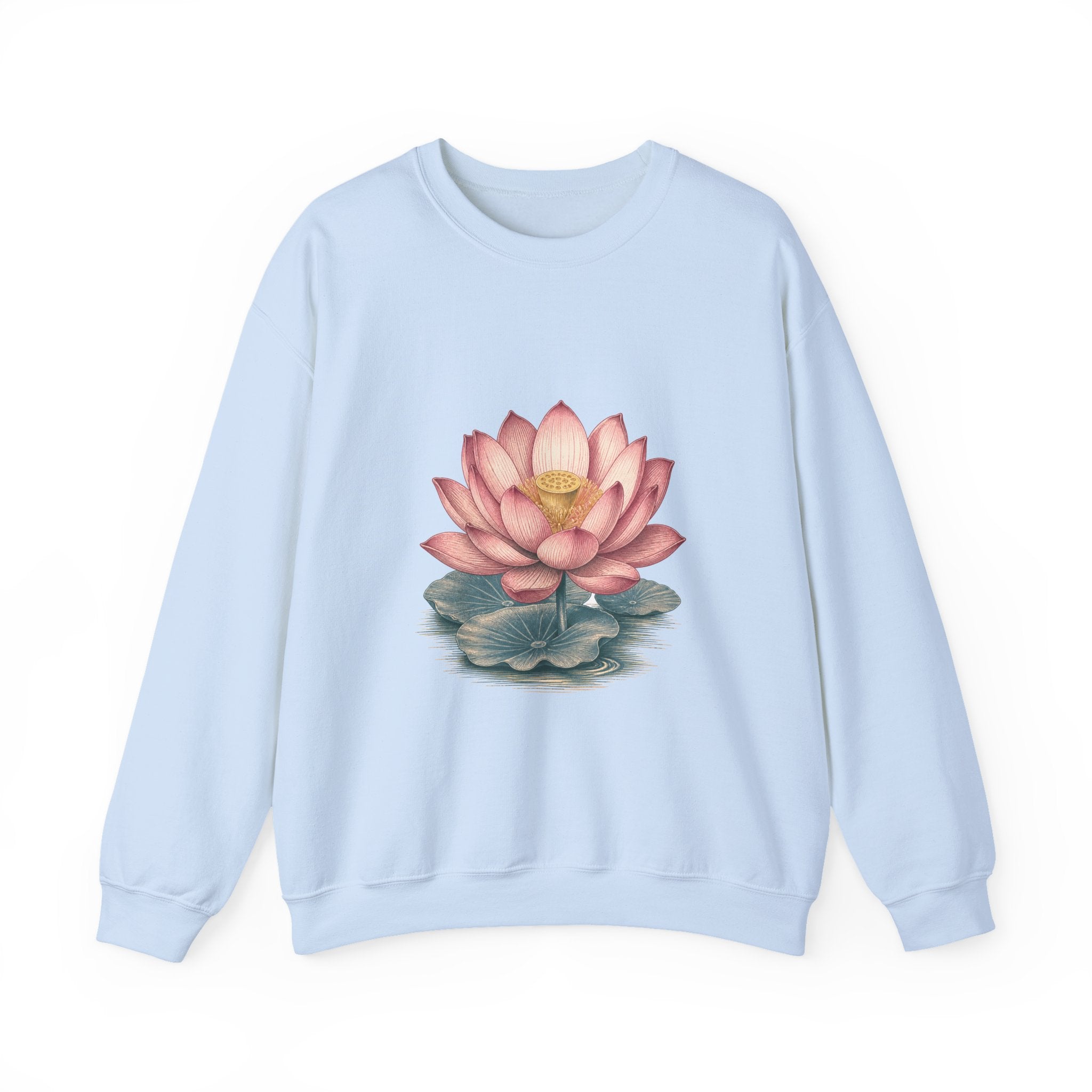 Matching Couple Sweatshirt - Open & Closed Lotus Matching Couple Crewneck Sweatshirt Vintage Art His Hers Wedding Gift - Design A