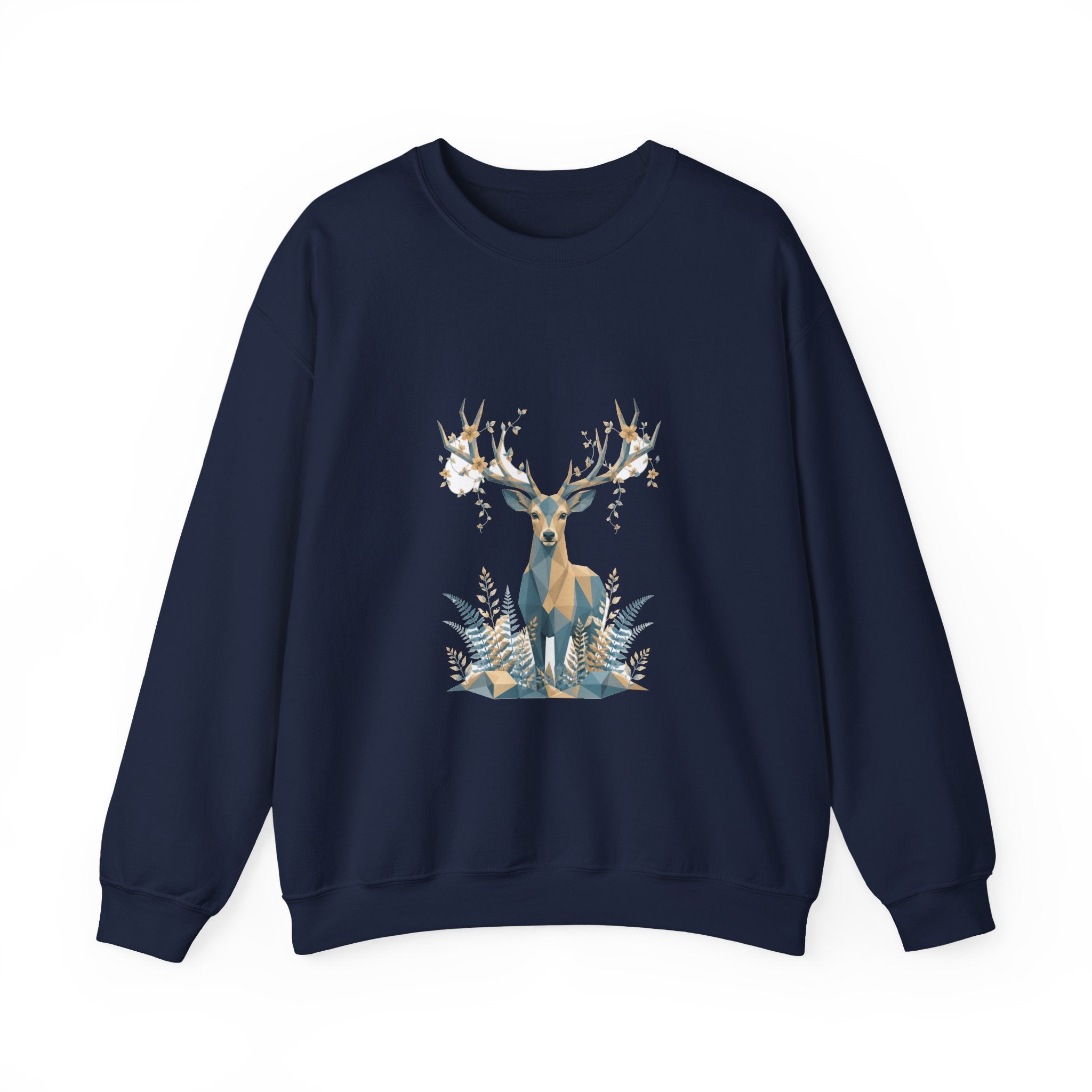 Matching Couple Sweatshirt - Bear & Deer Matching Couple Premium Fleece Sweatshirt Geometric Art His Hers Love Gift - Design B