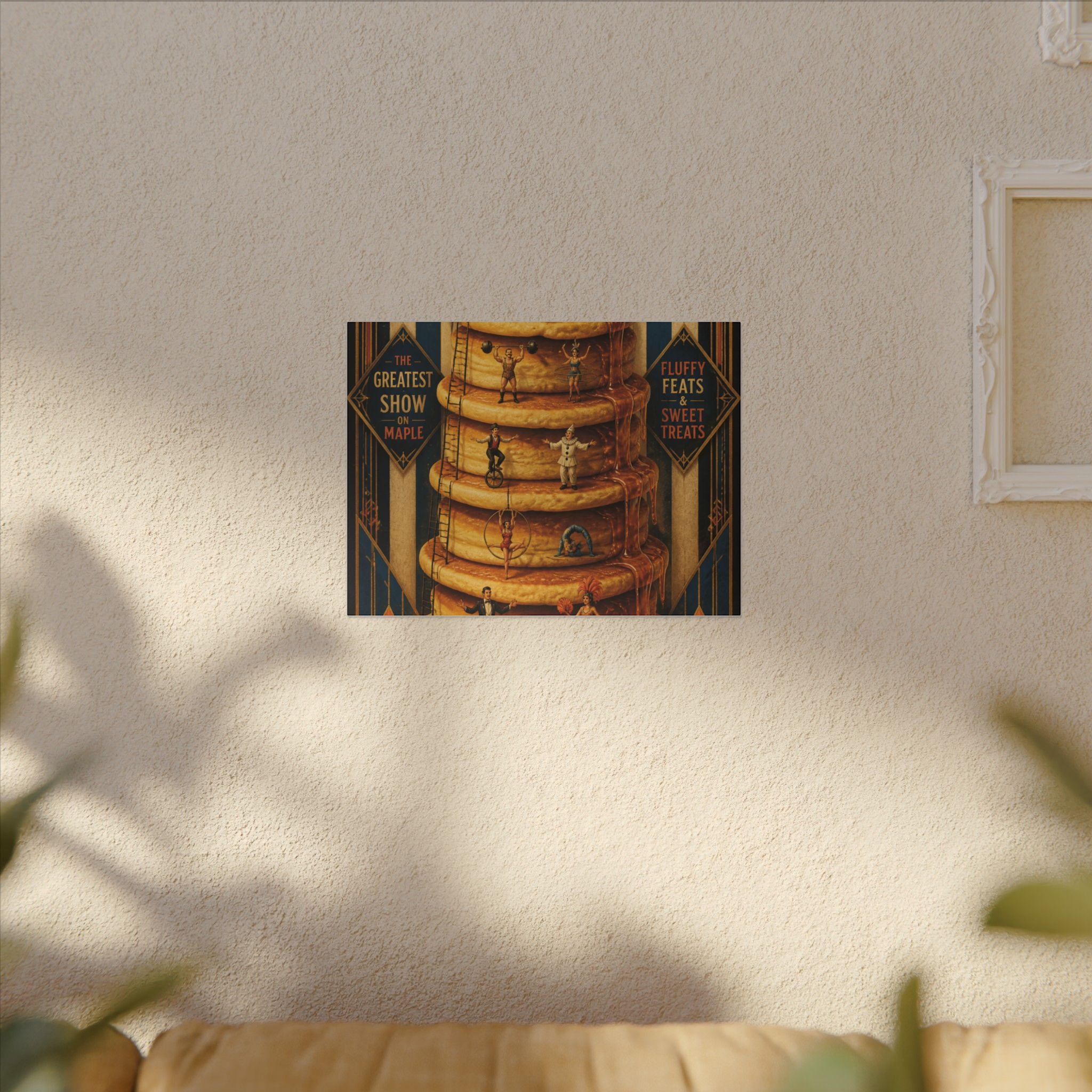 Pancake Stack Platform Wall Art Canvas 16×20 Art Deco Entryway Decor Maximalist Print