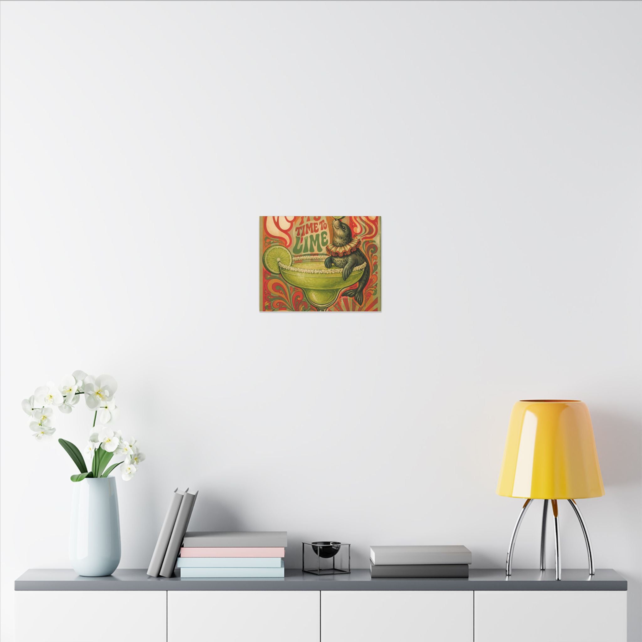 Margarita Balancing Seal Wall Art Canvas 16×20 Psychedelic Cafe Decor Maximalist Print