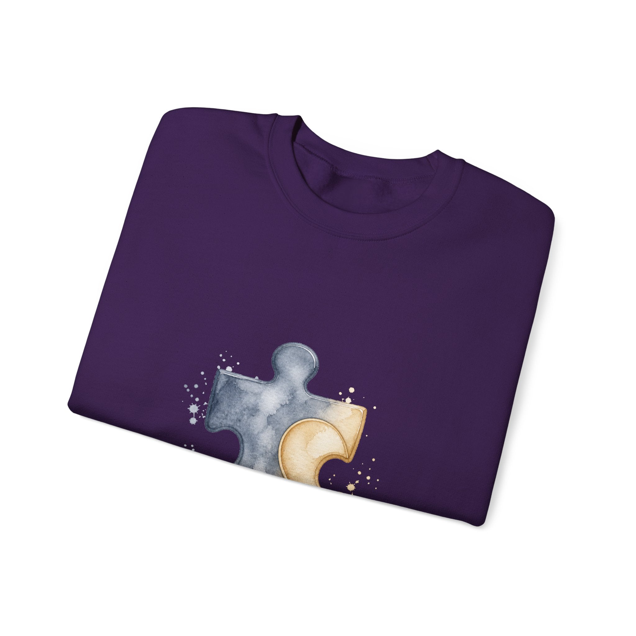 Matching Couple Sweatshirt - Puzzle Pieces Matching Couple Premium Fleece Sweatshirt Watercolor Art His Hers Birthday Gift - Design A