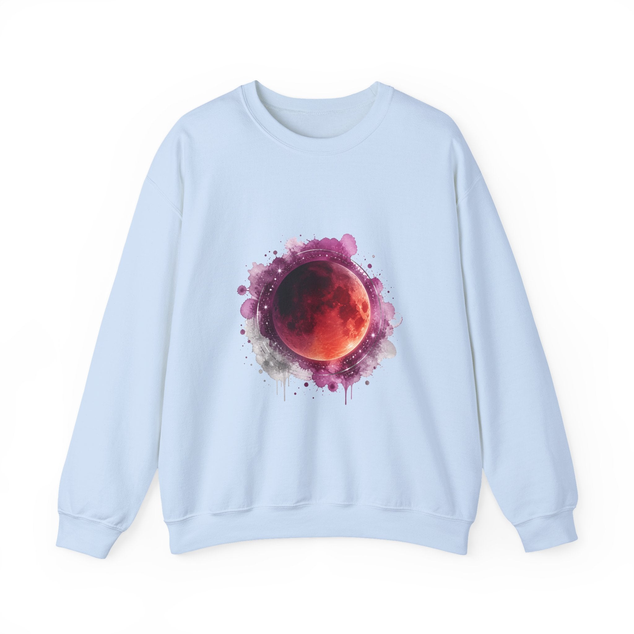 Matching Couple Sweatshirt - Solar & Lunar Eclipse Matching Couple Premium Fleece Sweatshirt Watercolor Art His Hers Birthday Gift - Design B