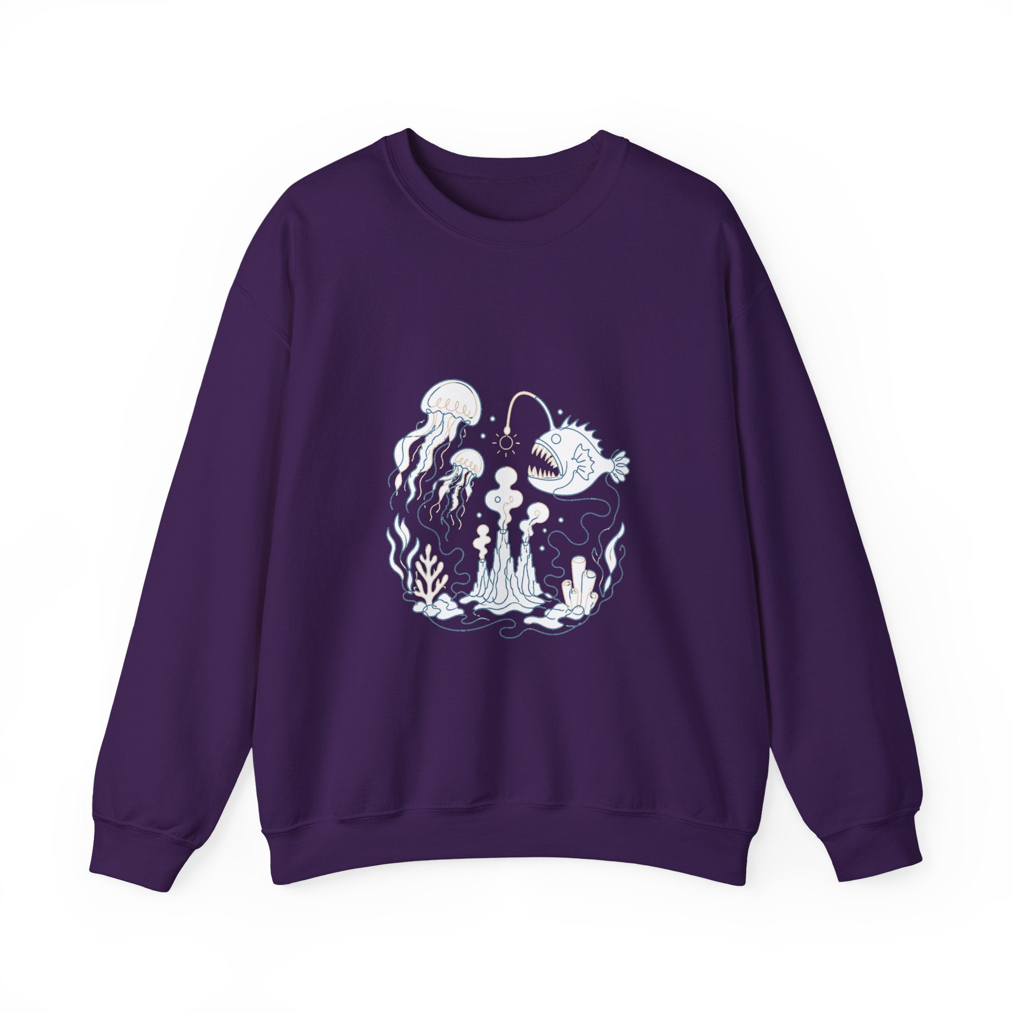 Matching Couple Sweatshirt - Coral Reef & Deep Sea Matching Couple Comfort Colors Crew Minimalist Art His Hers Christmas Gift - Design B