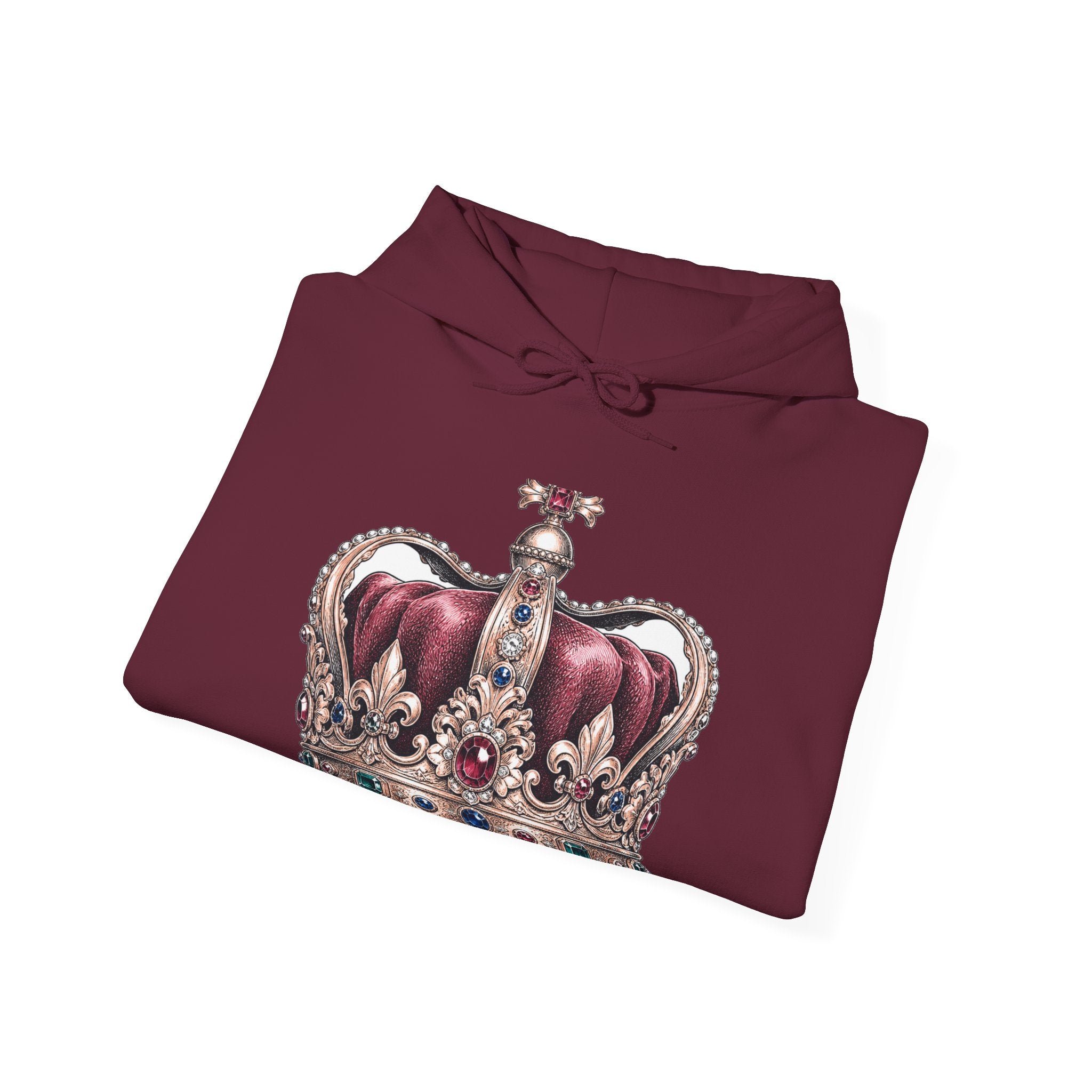 Matching Couple Sweatshirt - Crown & Shield Matching Couple Hooded Sweatshirt Hand-Drawn Art His Hers Best Friend Gift - Design A