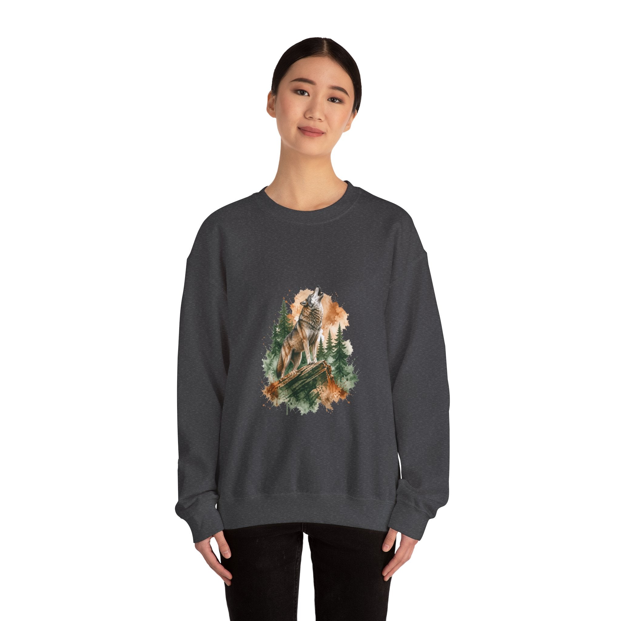 Matching Couple Sweatshirt - Wolf & Dove Matching Couple Crewneck Sweatshirt Watercolor Art His Hers Engagement Gift - Design A