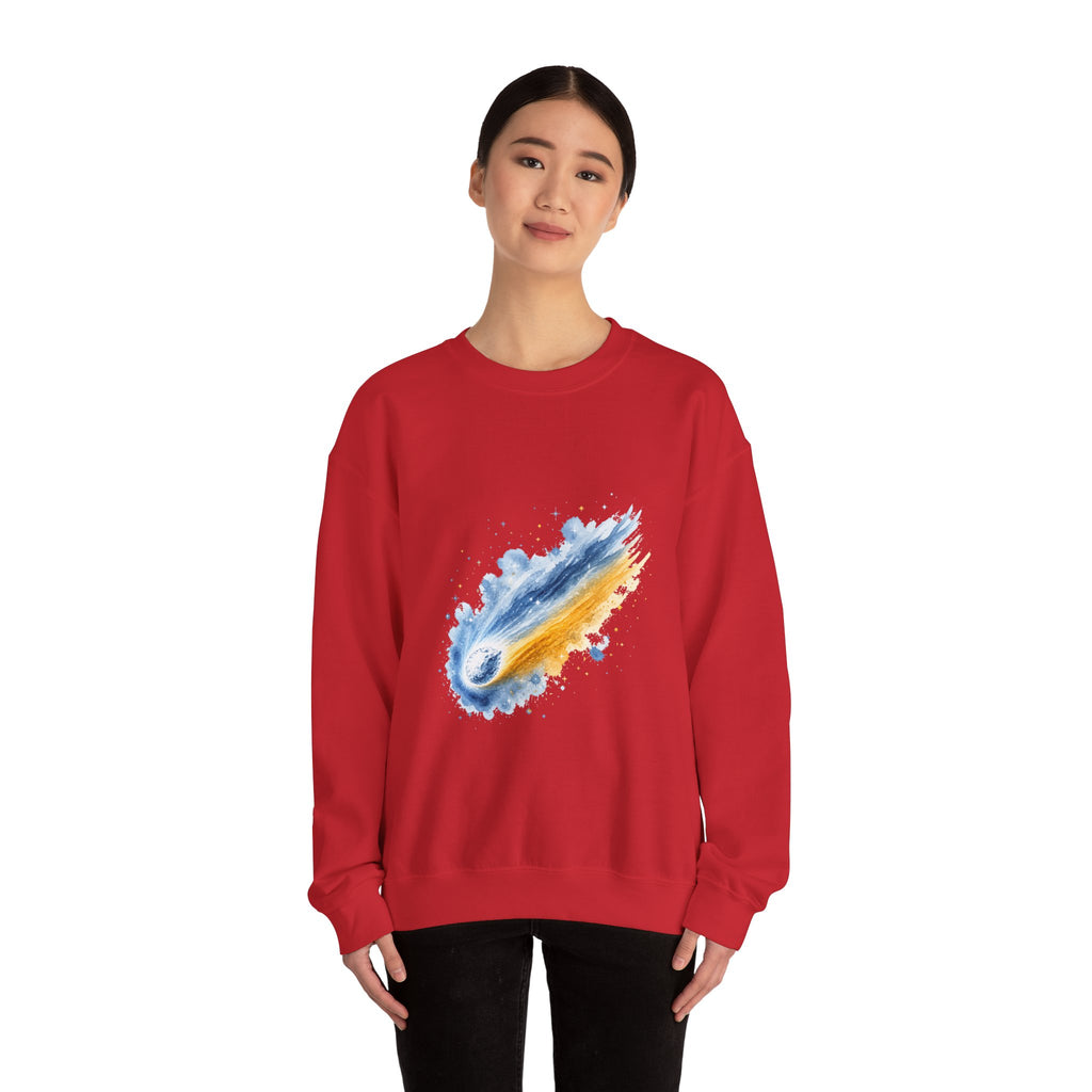 Matching Couple Sweatshirt - Comet & Asteroid Matching Couple Crewneck Sweatshirt Watercolor Art His Hers Engagement Gift - Design A