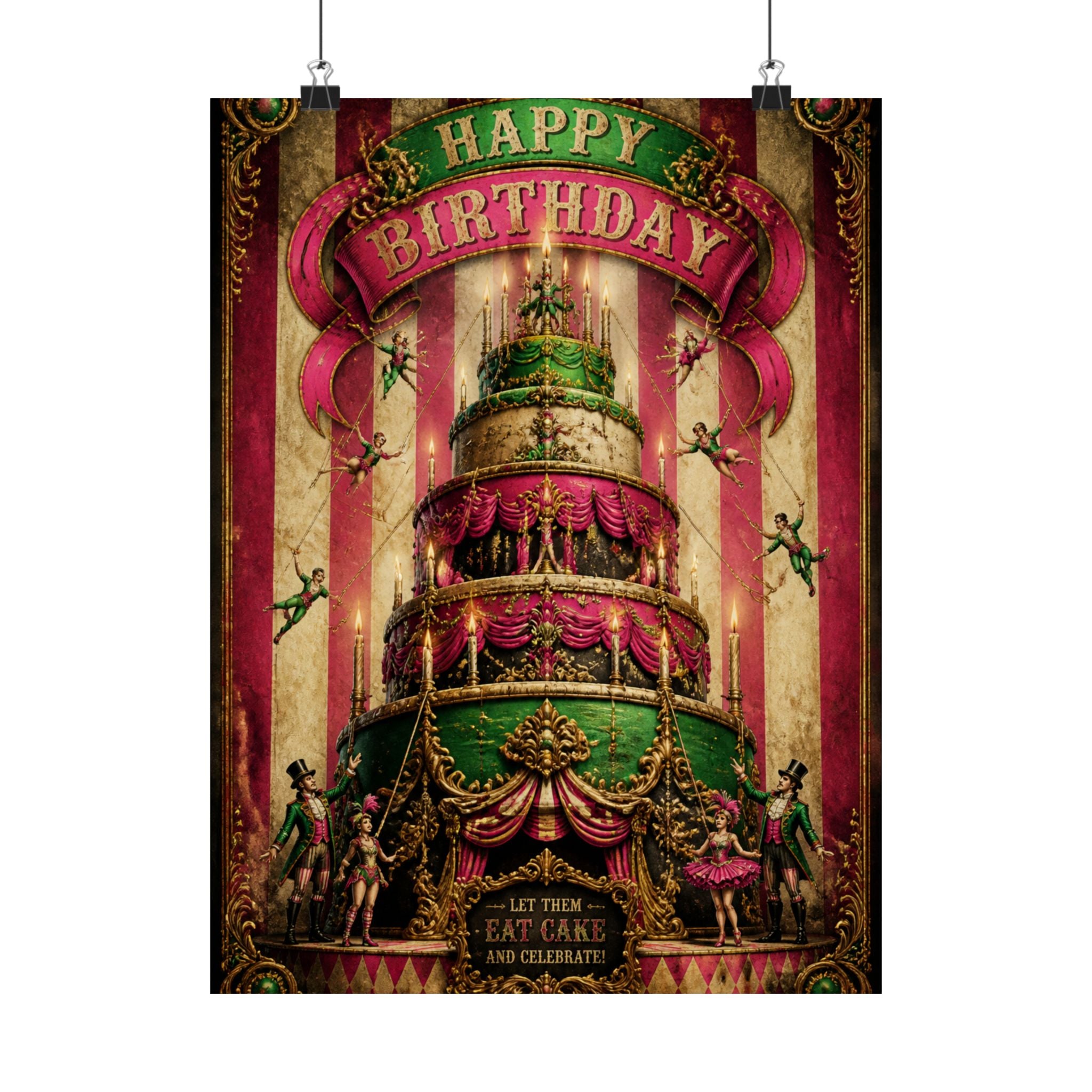 Birthday Cake Trapeze Wall Art Poster 18×24 Baroque Home Office Decor Maximalist Print