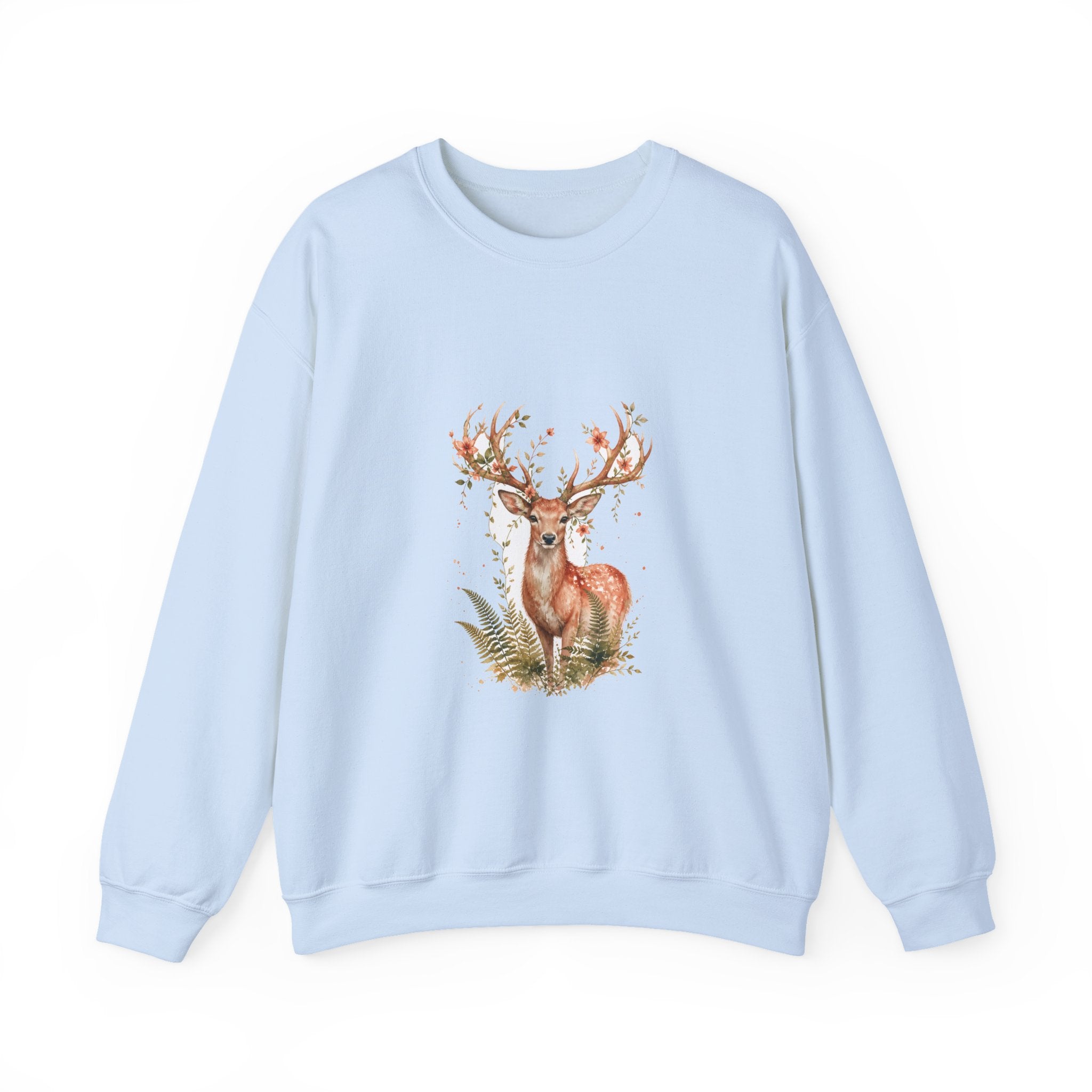 Matching Couple Sweatshirt - Bear & Deer Matching Couple Crewneck Sweatshirt Watercolor Art His Hers Engagement Gift - Design B