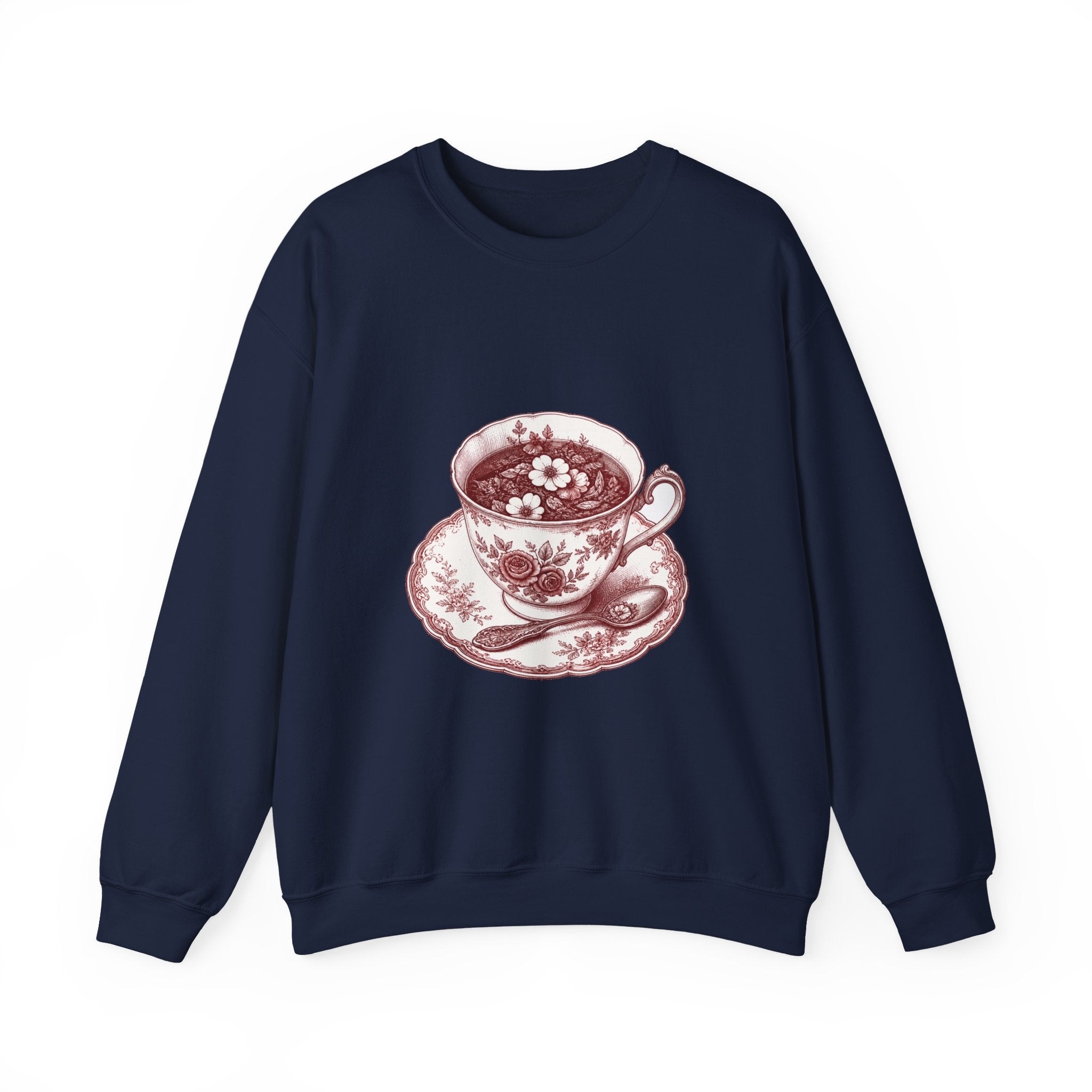 Matching Couple Sweatshirt - Coffee & Tea Matching Couple Comfort Colors Crew Hand-Drawn Art His Hers Anniversary Gift - Design B