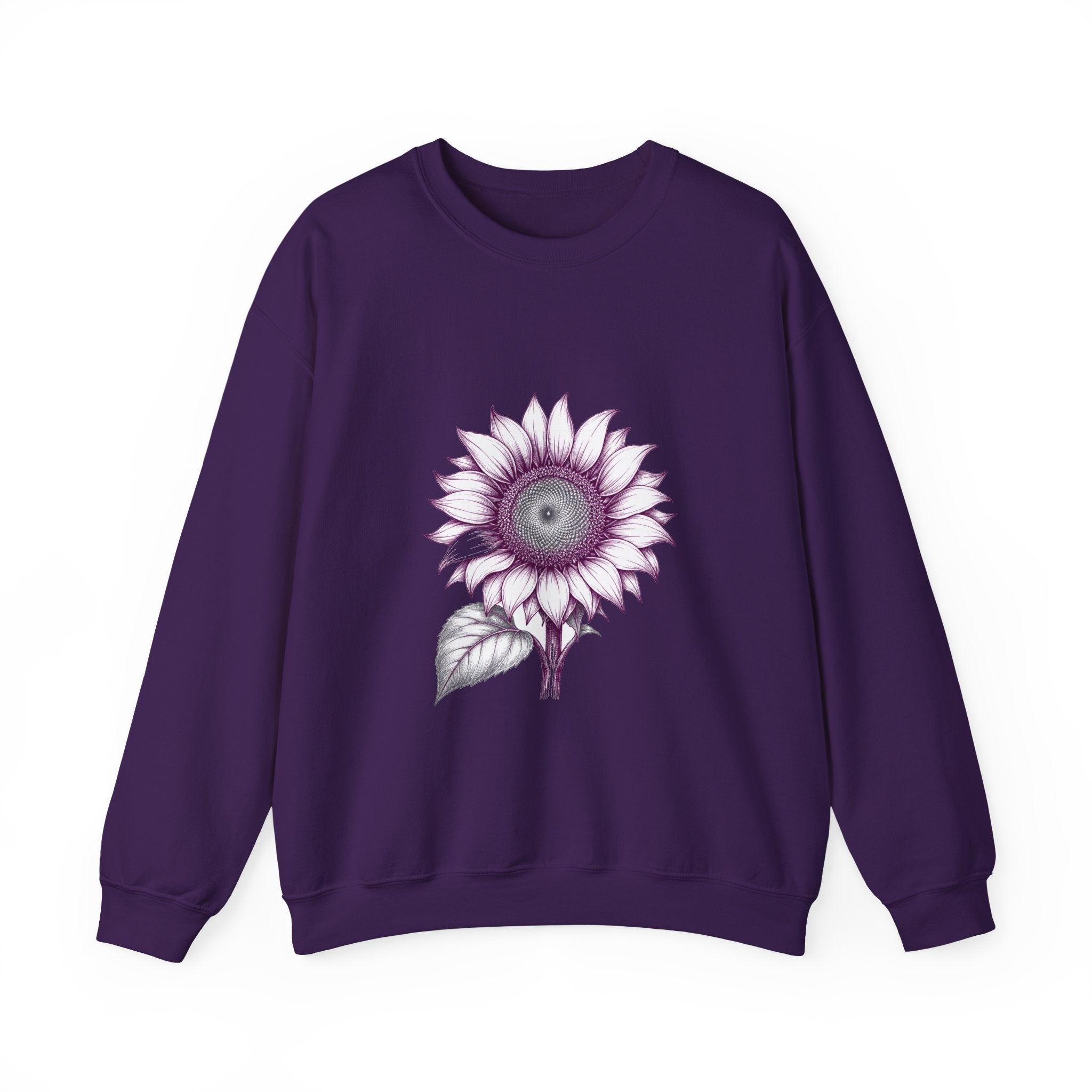 Matching Couple Sweatshirt - Sunflower & Moonflower Matching Couple Premium Fleece Sweatshirt Hand-Drawn Art His Hers Anniversary Gift - Design A