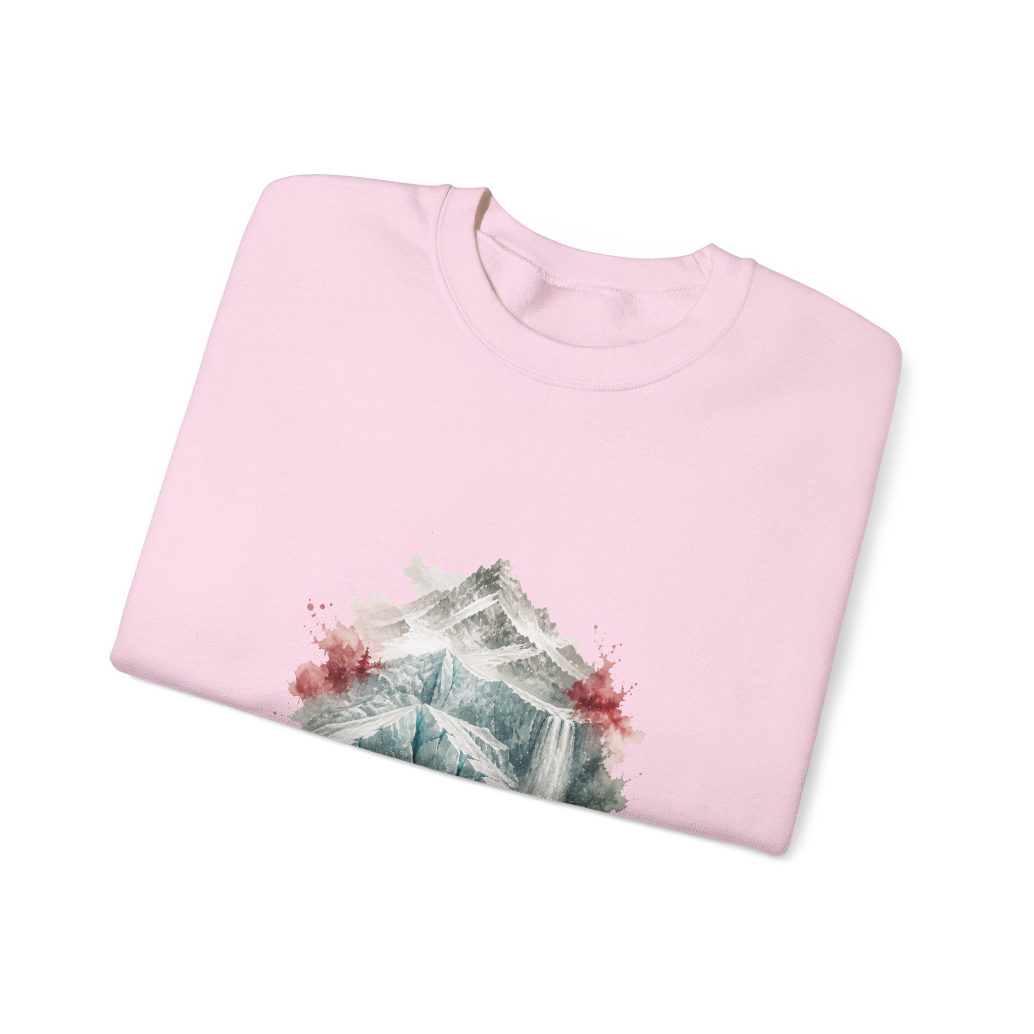 Matching Couple Sweatshirt - Volcano & Glacier Matching Couple Premium Fleece Sweatshirt Watercolor Art His Hers Birthday Gift - Design B