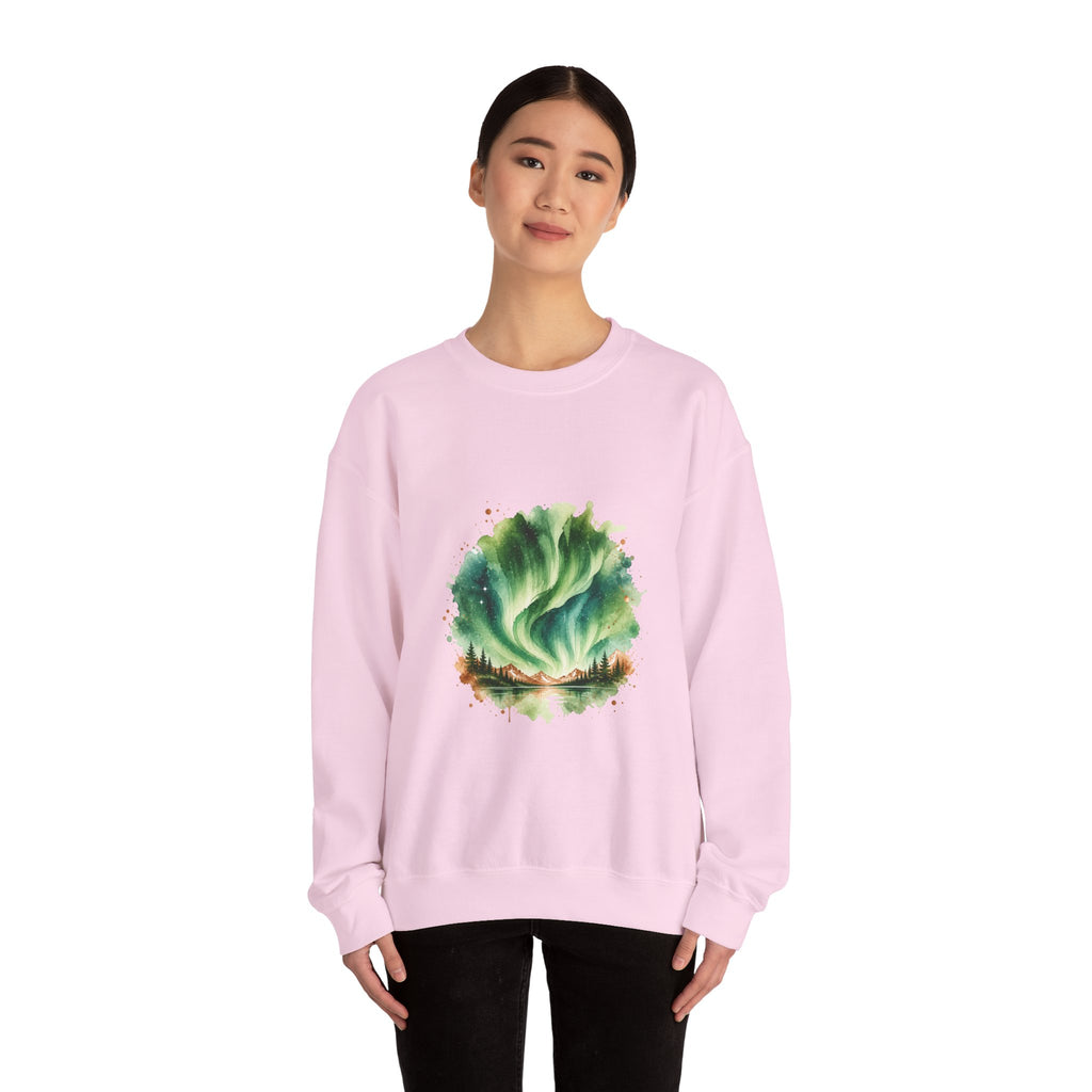 Matching Couple Sweatshirt - Aurora & Southern Cross Matching Couple Premium Fleece Sweatshirt Watercolor Art His Hers Birthday Gift - Design A