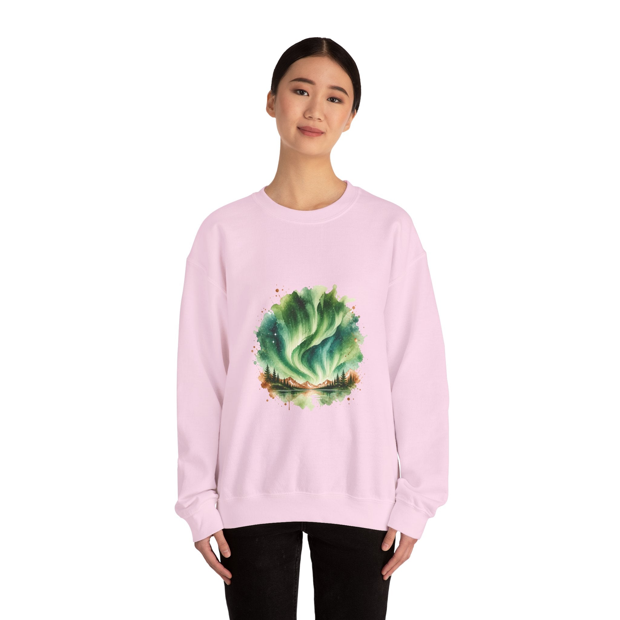 Matching Couple Sweatshirt - Aurora & Southern Cross Matching Couple Premium Fleece Sweatshirt Watercolor Art His Hers Birthday Gift - Design A