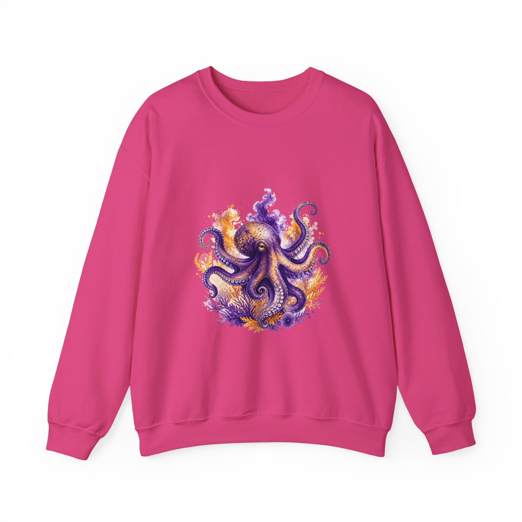 Matching Couple Sweatshirt - Octopus & Jellyfish Matching Couple Comfort Colors Crew Watercolor Art His Hers Birthday Gift - Design A