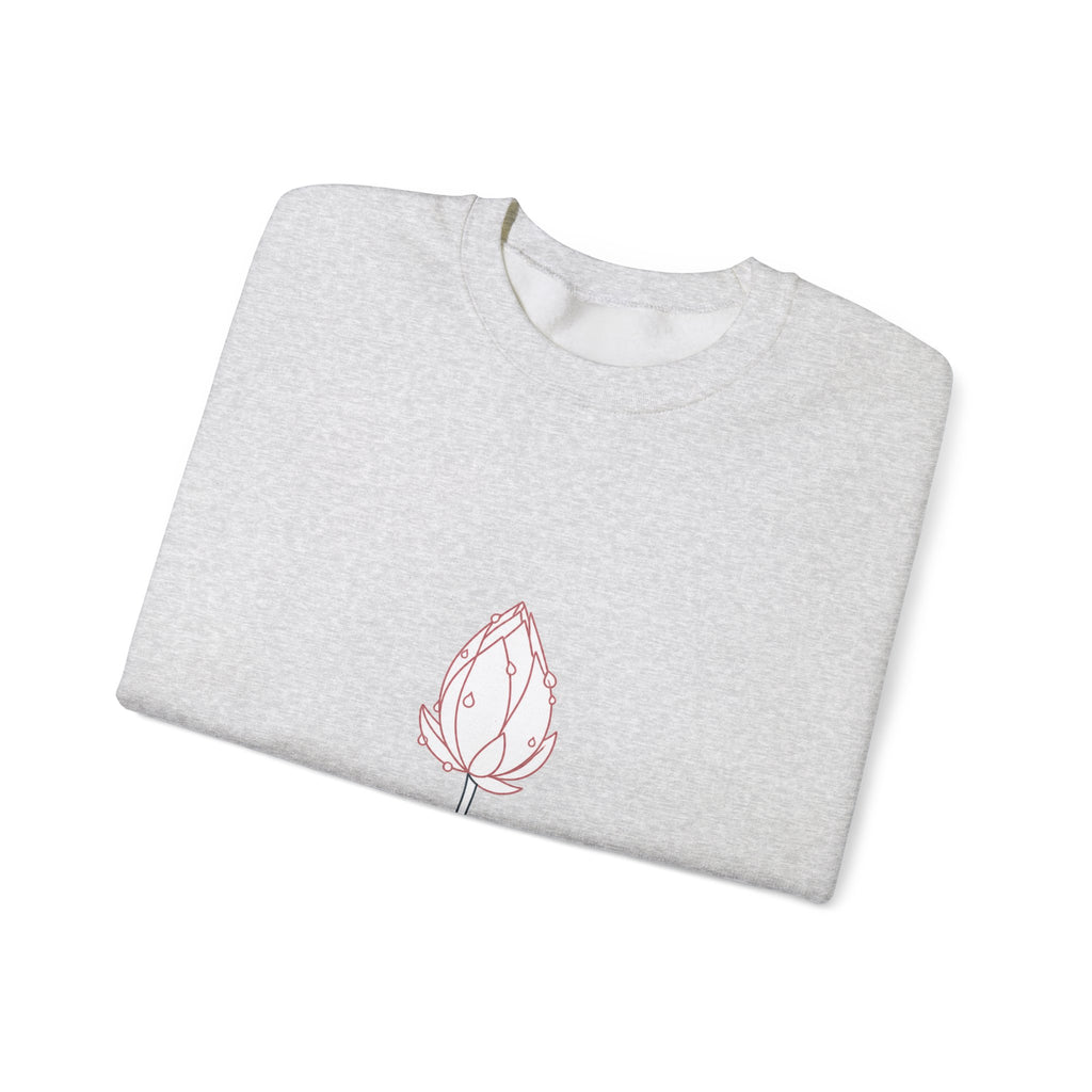Matching Couple Sweatshirt - Open & Closed Lotus Matching Couple Crewneck Sweatshirt Minimalist Art His Hers Valentine Gift - Design B