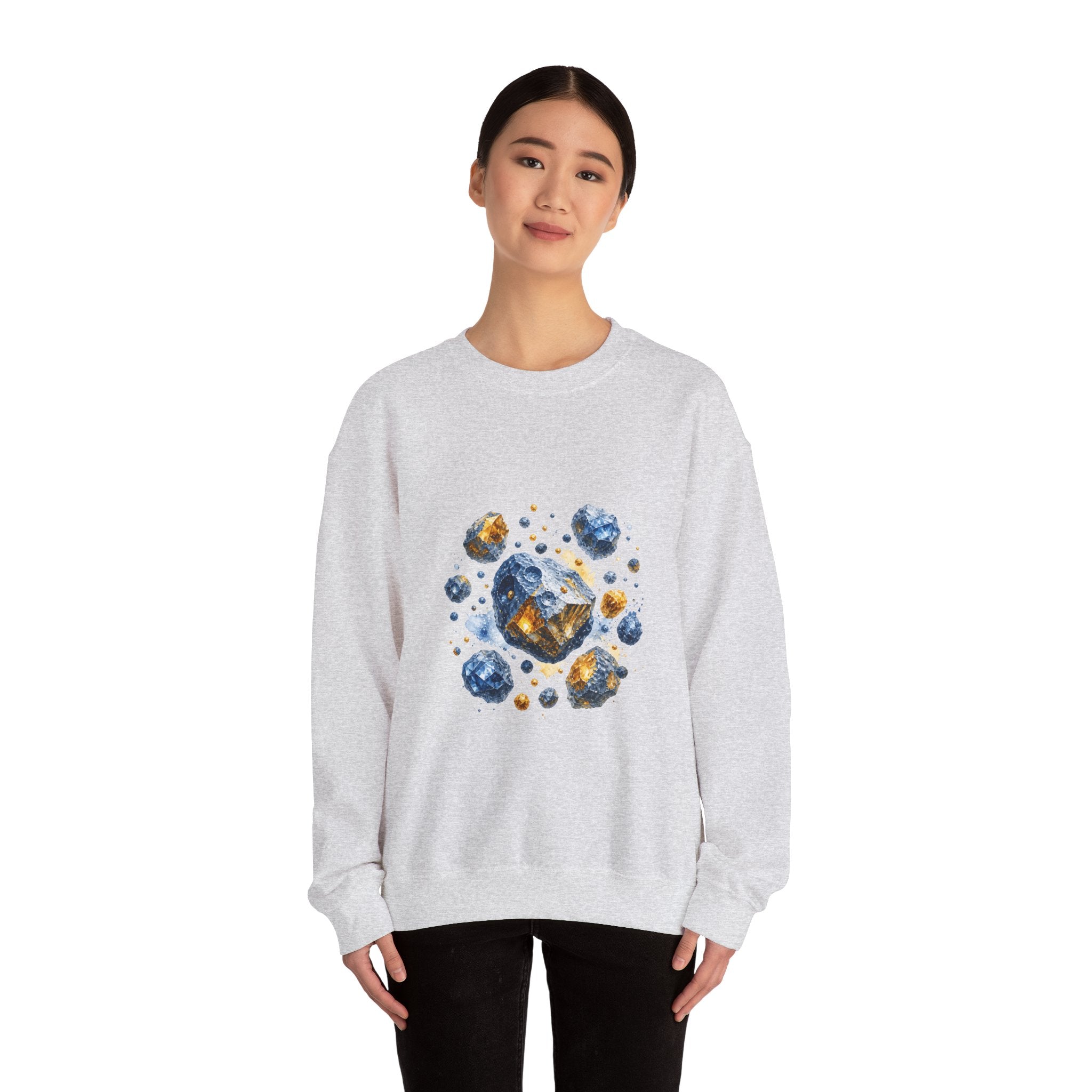 Matching Couple Sweatshirt - Comet & Asteroid Matching Couple Crewneck Sweatshirt Watercolor Art His Hers Engagement Gift - Design B