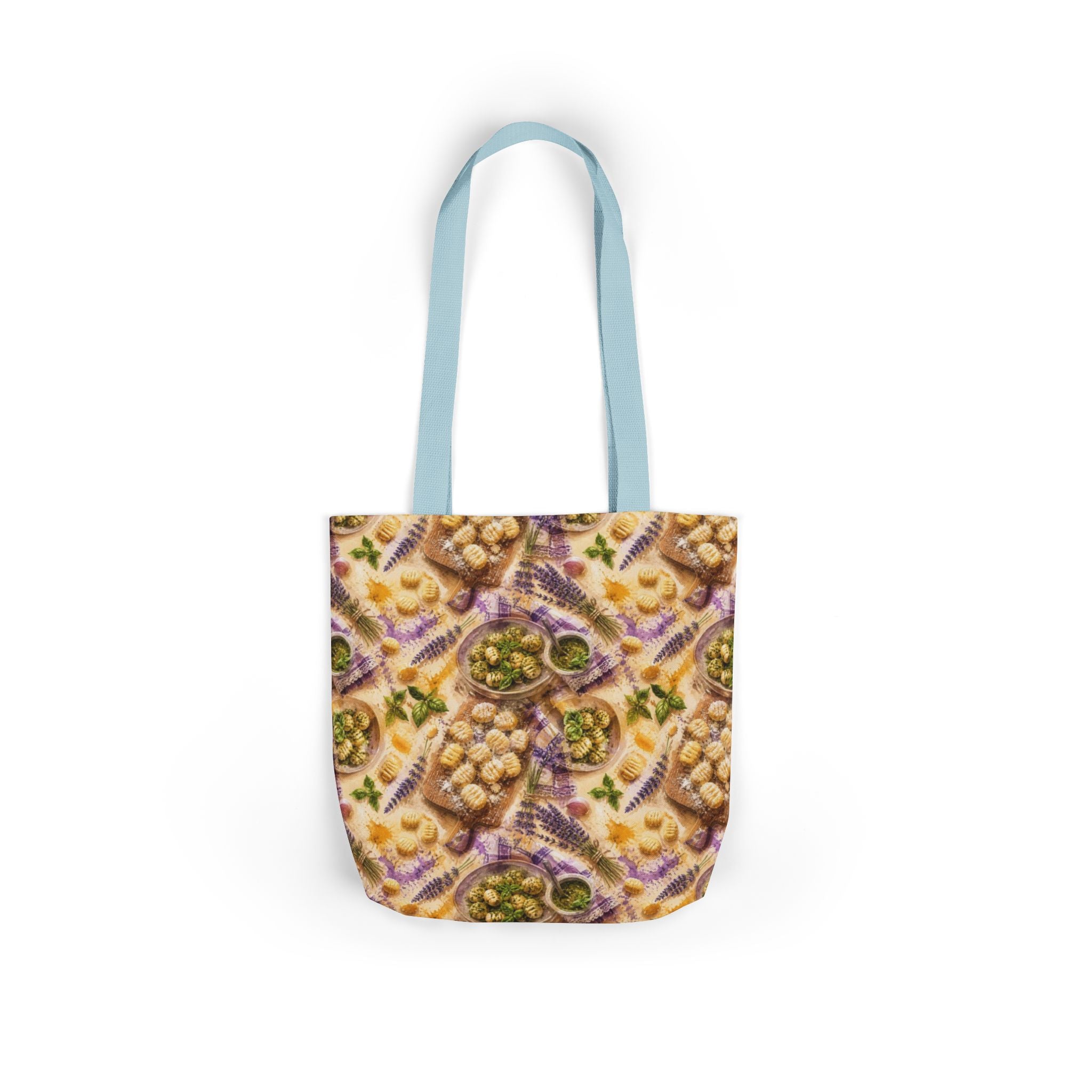 Potato Gnocchi Canvas Tote Bag Mediterranean Kitchen Watercolor Splash Design Italian Cottagecore Gift