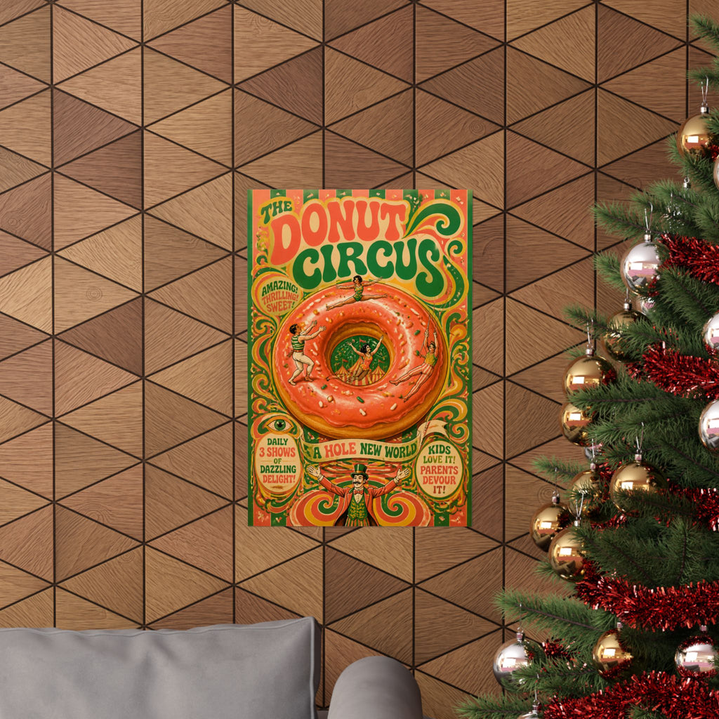 Donut Circus Ring Wall Art Poster 18×24 Psychedelic Cafe Decor Maximalist Print