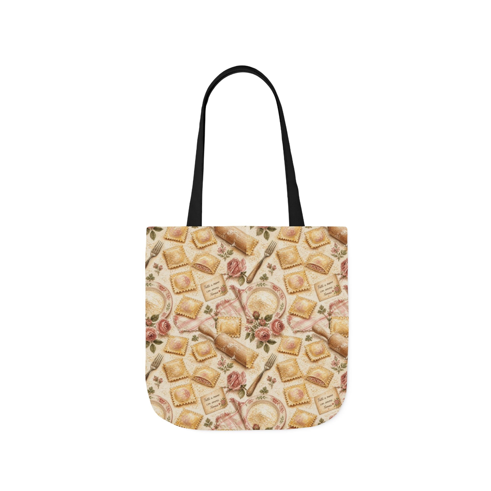 Fresh Ravioli Canvas Tote Bag Mediterranean Kitchen Watercolor Design Italian Cottagecore Gift