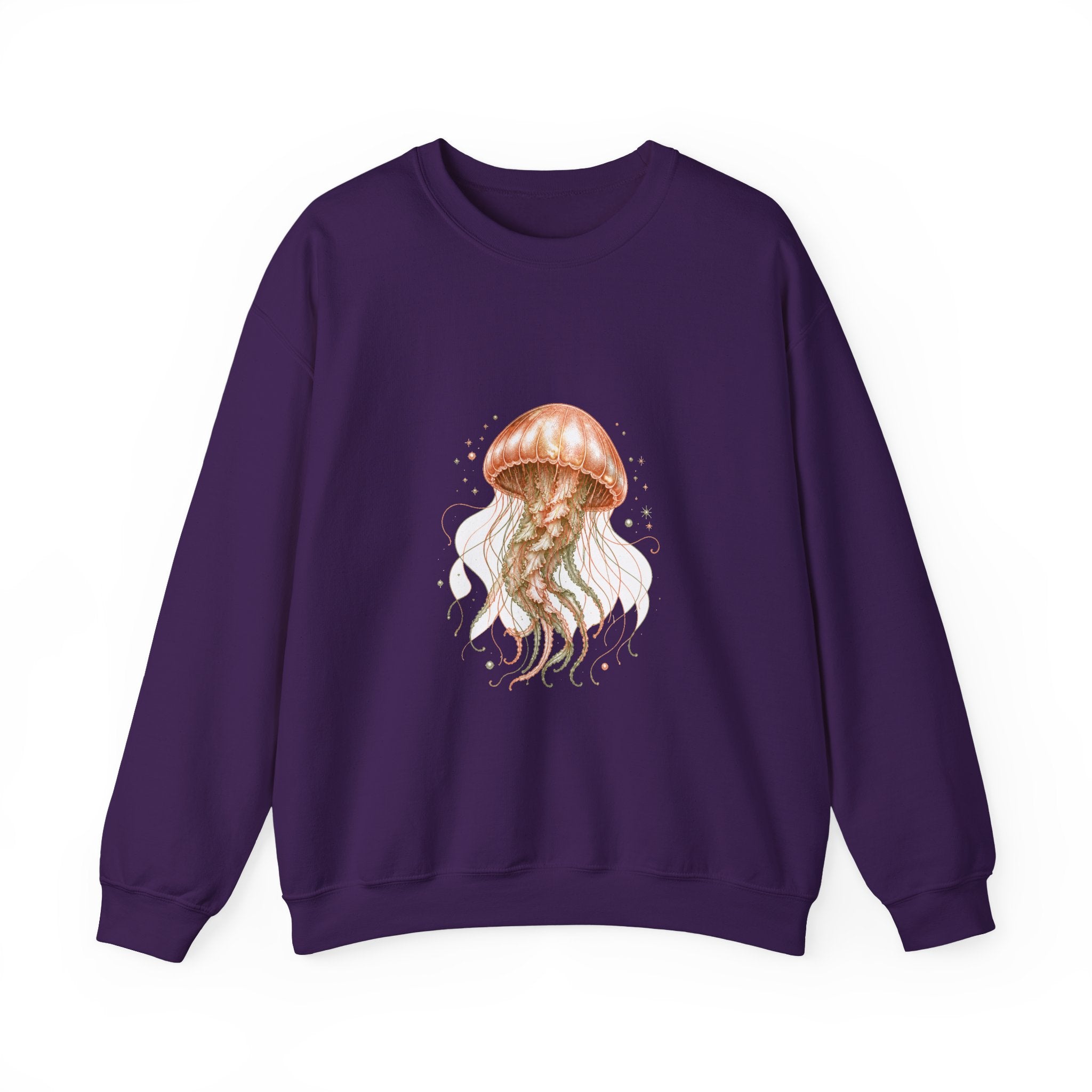 Matching Couple Sweatshirt - Octopus & Jellyfish Matching Couple Comfort Colors Crew Hand-Drawn Art His Hers Anniversary Gift - Design B