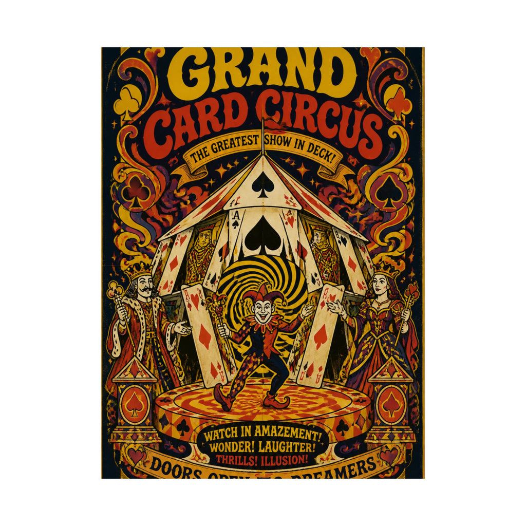 Playing Cards Tent Wall Art Poster 24×36 Psychedelic Dining Room Decor Maximalist Print
