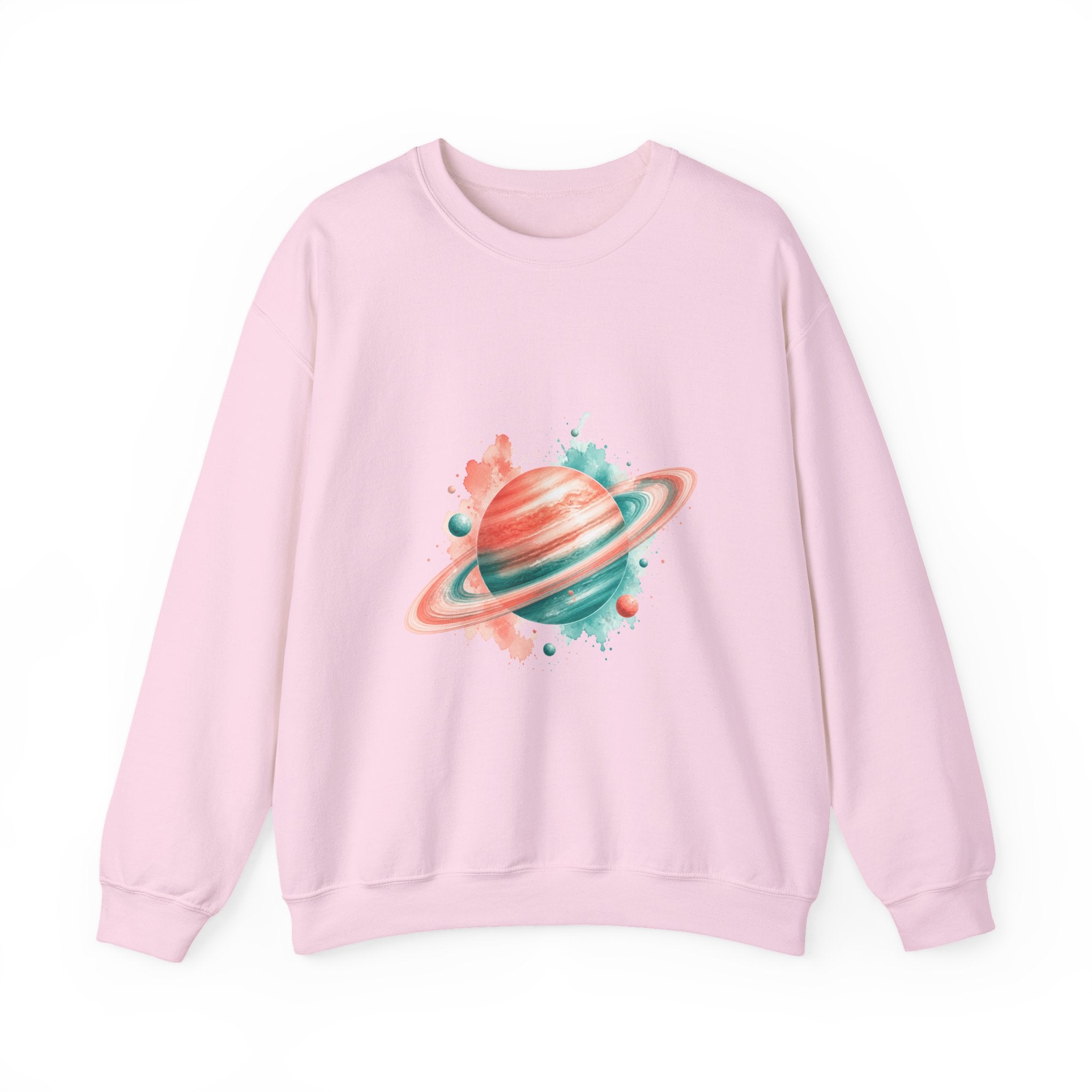 Matching Couple Sweatshirt - Saturn & Jupiter Matching Couple Premium Fleece Sweatshirt Watercolor Art His Hers Birthday Gift - Design A